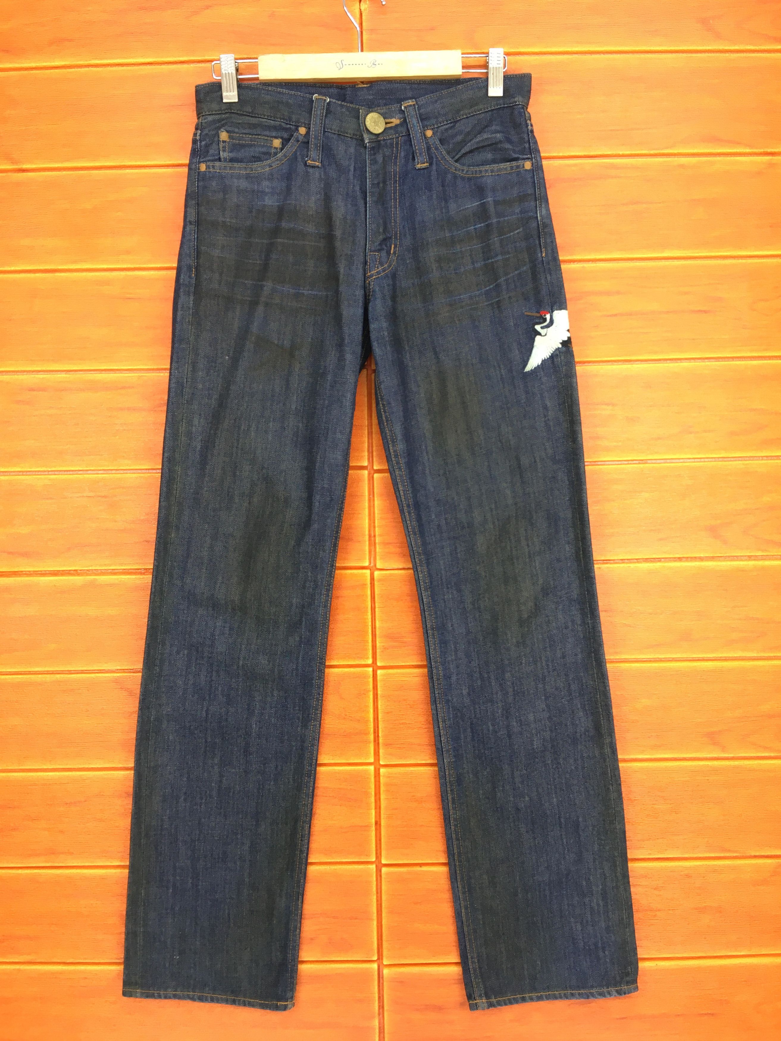 Karakuri Tamashii Sukajan Japan Crane Embroidered Jeans Y2k Karakuri Tamashi Size US 29 - 4 Thumbnail
