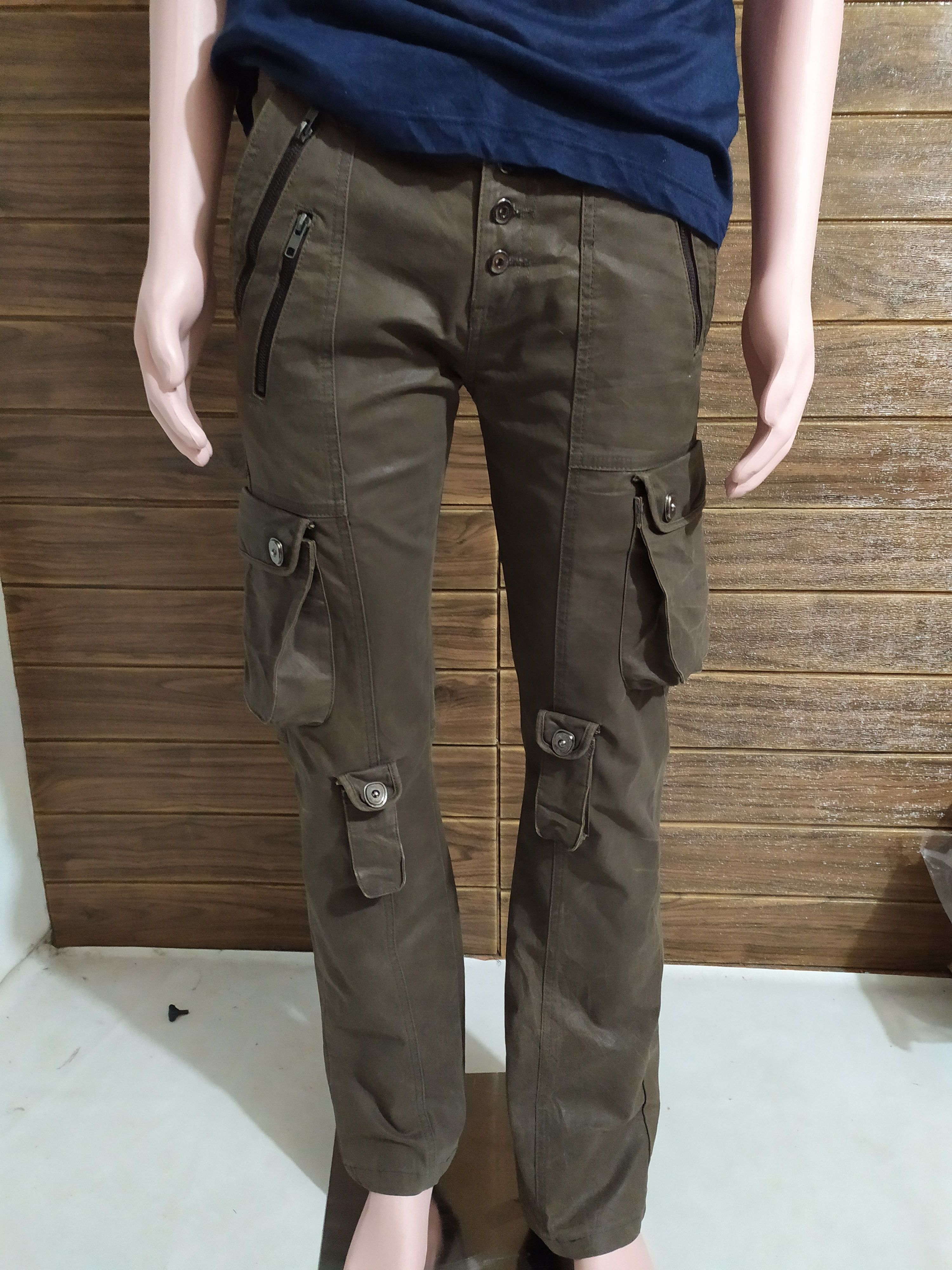 image of Tornado Mart Japan Multipocket Cargo Flared Pants in Brown, Men's (Size 32)