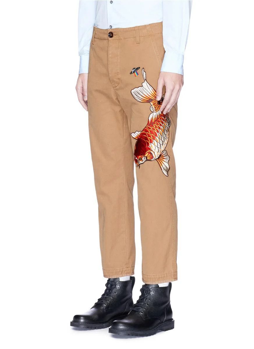 Gucci Chino Casual Pant With Fish Appliqué
