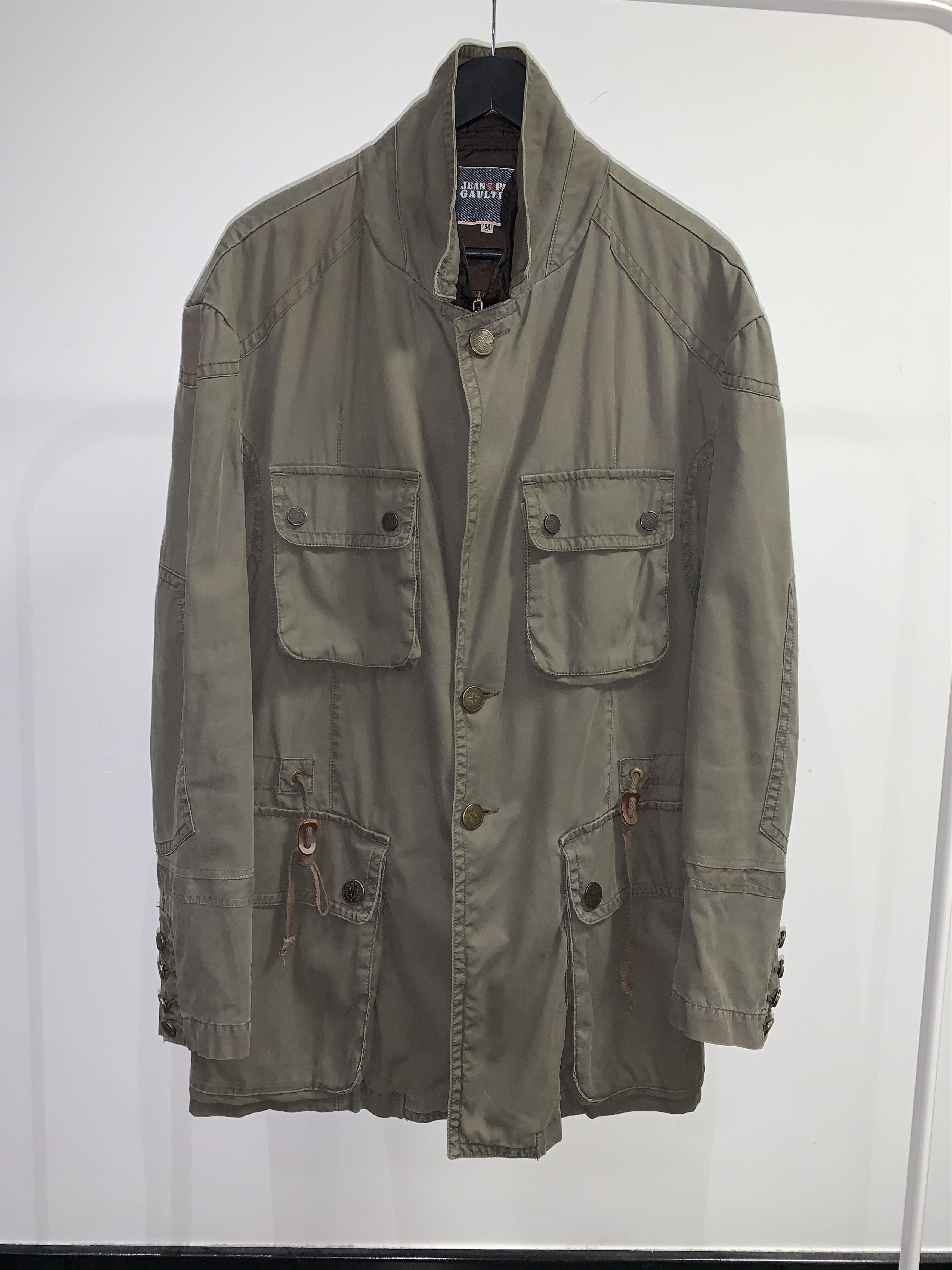 image of Gaultier Homme Objet x Jean Paul Gaultier Technical Multipocket Military Jacket in Army Green (Size