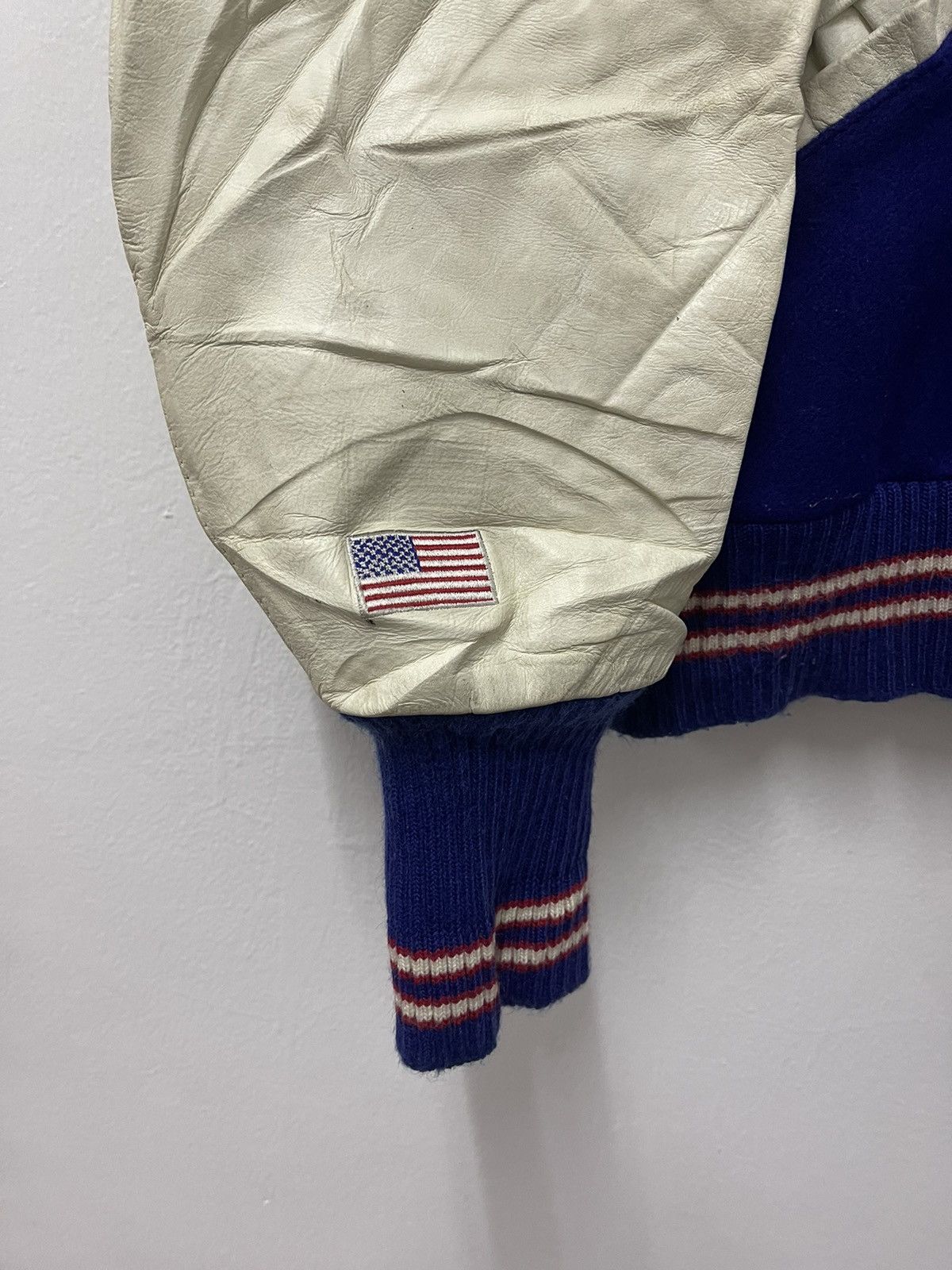 Delong × Vintage Vintage 90s Leather Varsity American State Texas Arlington Size US M / EU 48-50 / 2 - 10 Thumbnail