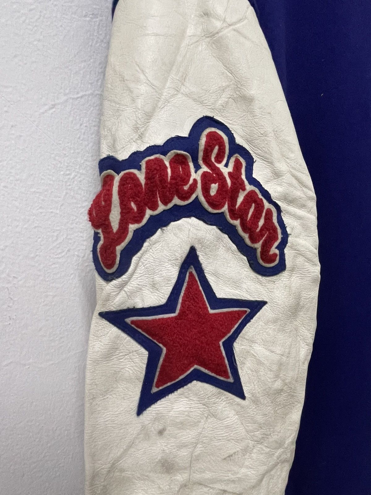 Delong × Vintage Vintage 90s Leather Varsity American State Texas Arlington Size US M / EU 48-50 / 2 - 8 Thumbnail