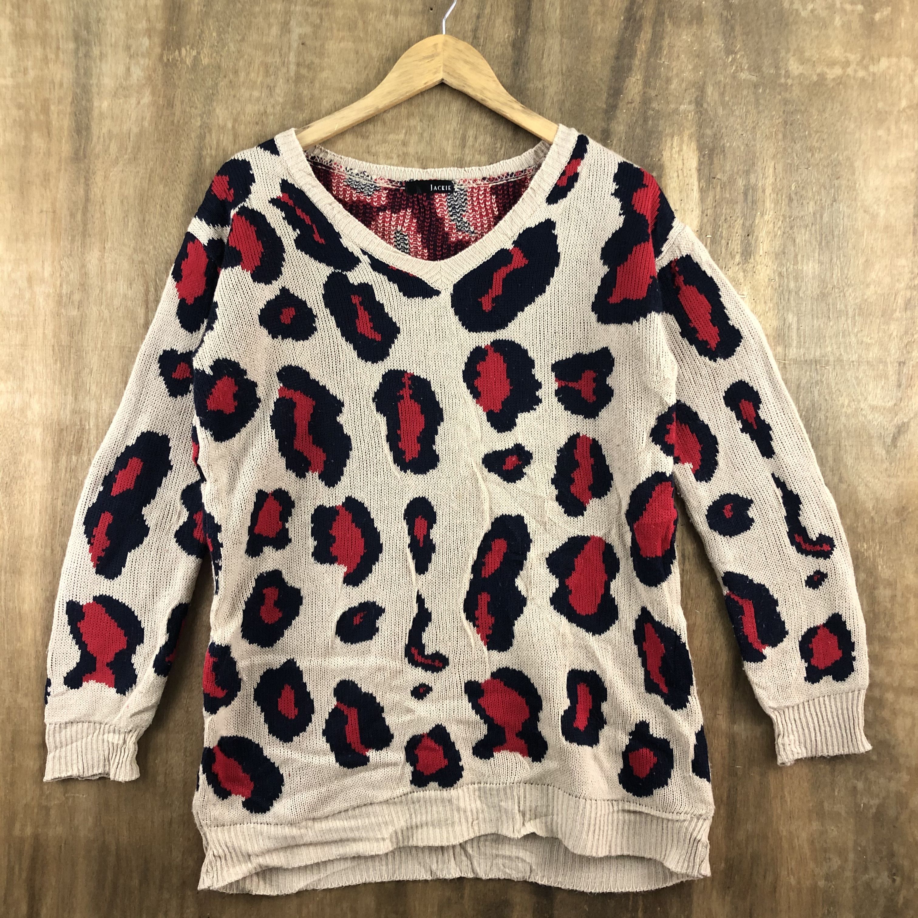Japanese Brand DL Jackie Japan Brown Leopard Knitwear #A1377 Size US M / EU 48-50 / 2 - 1 Thumbnail