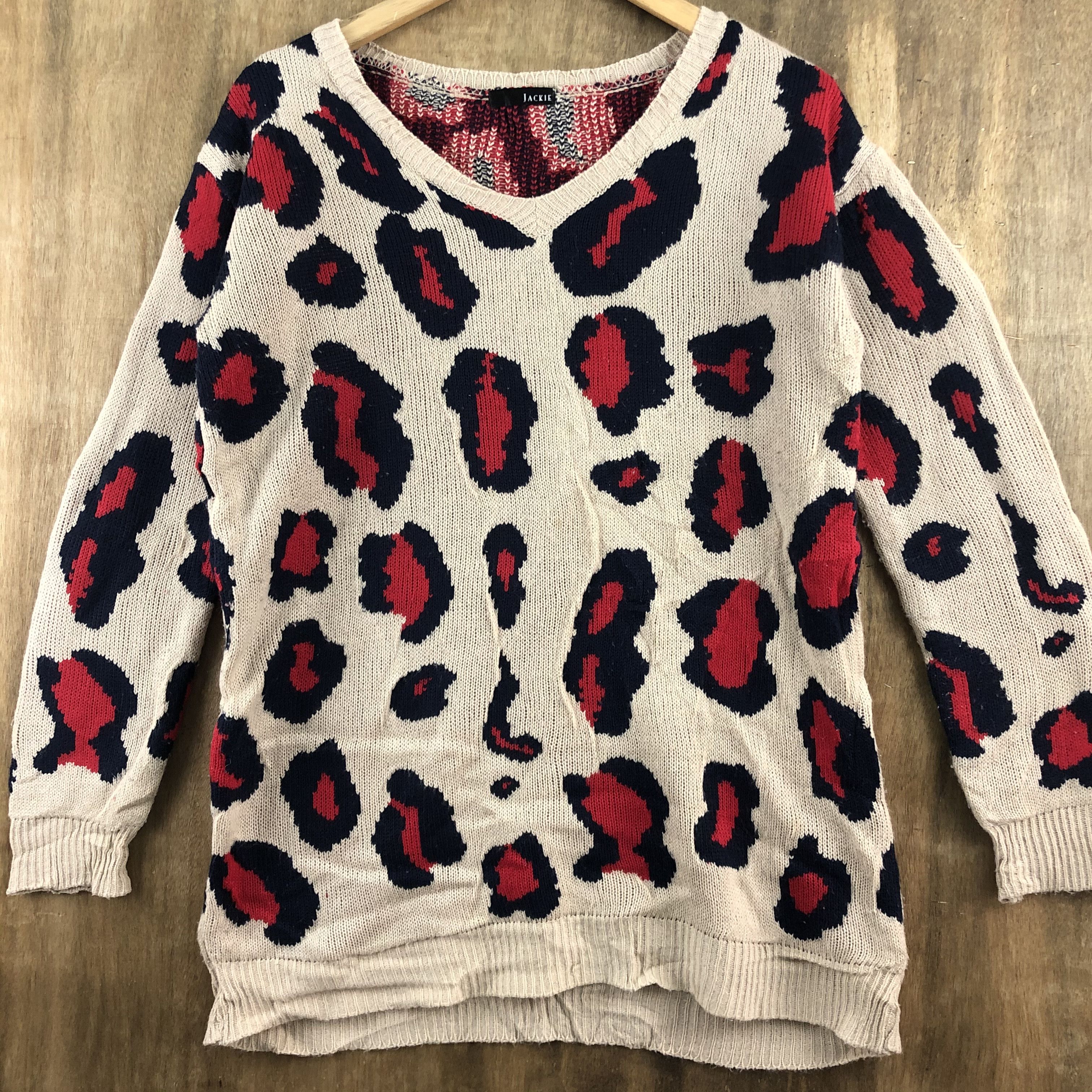 Japanese Brand DL Jackie Japan Brown Leopard Knitwear #A1377 Size US M / EU 48-50 / 2 - 3 Thumbnail