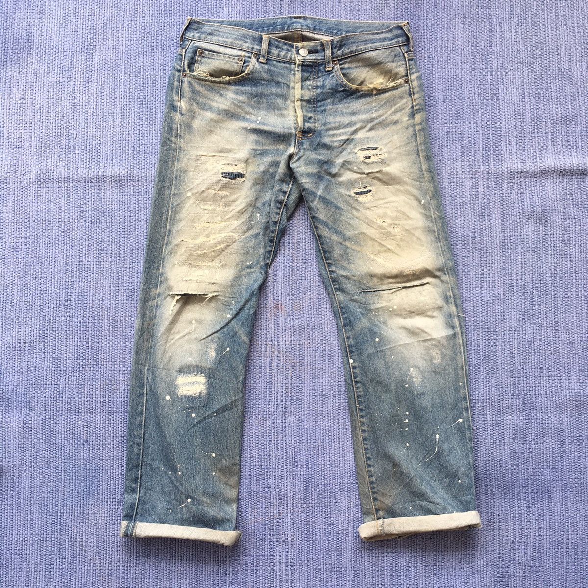 Japanese Brand distressed denim Size US 33 - 1 Thumbnail