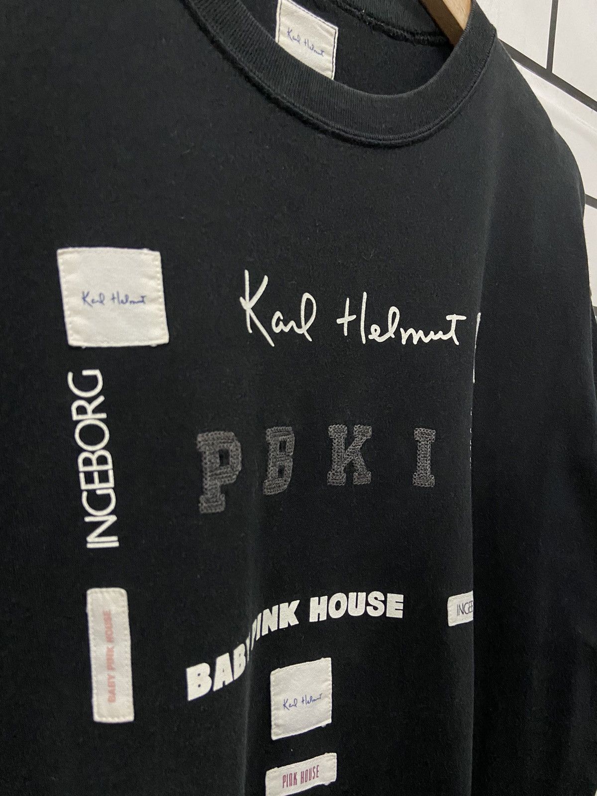 Japanese Brand × Karl Helmut × Vintage Vintage Karl Helmut Patched Embroidered Tshirt Size US L / EU 52-54 / 3 - 4 Thumbnail