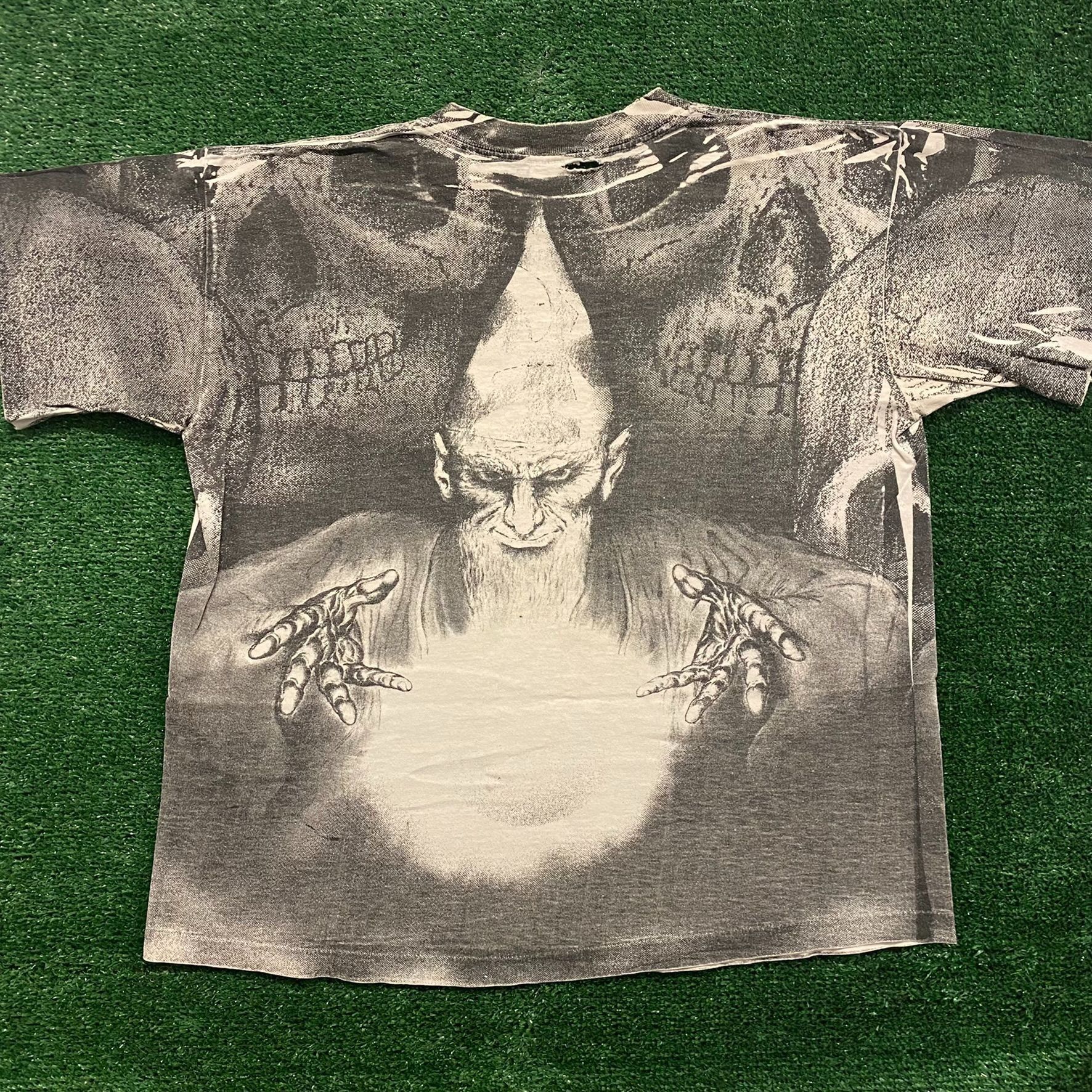 Made In Usa × Streetwear × Vintage Crazy Vintage 90s Wizard Skull 