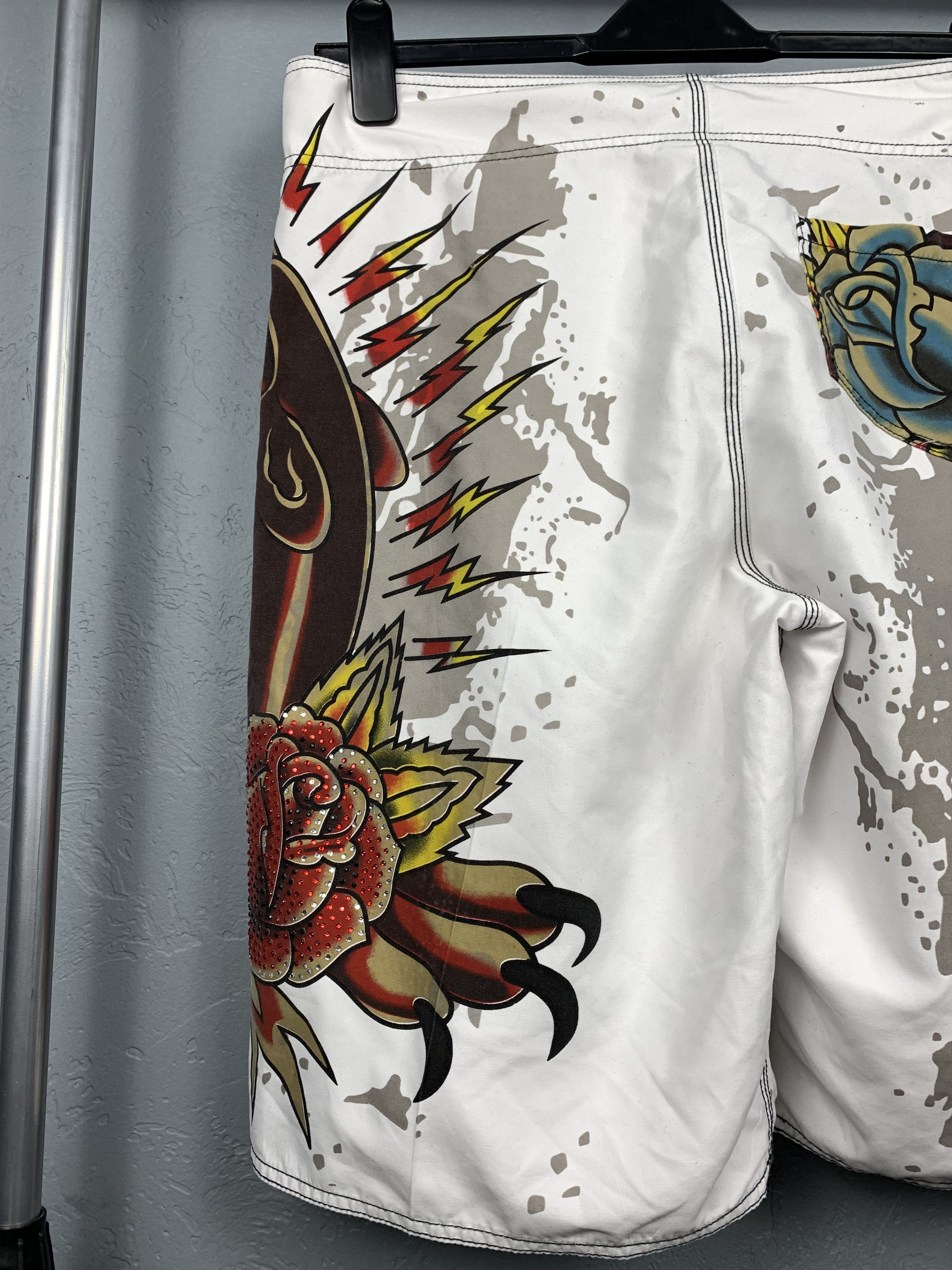 Christian Audigier × Ed Hardy × Vintage ED HARDY BY CHRISTIAN AUDIGIER Mens Shorts Size US 34 / EU 50 - 6 Thumbnail