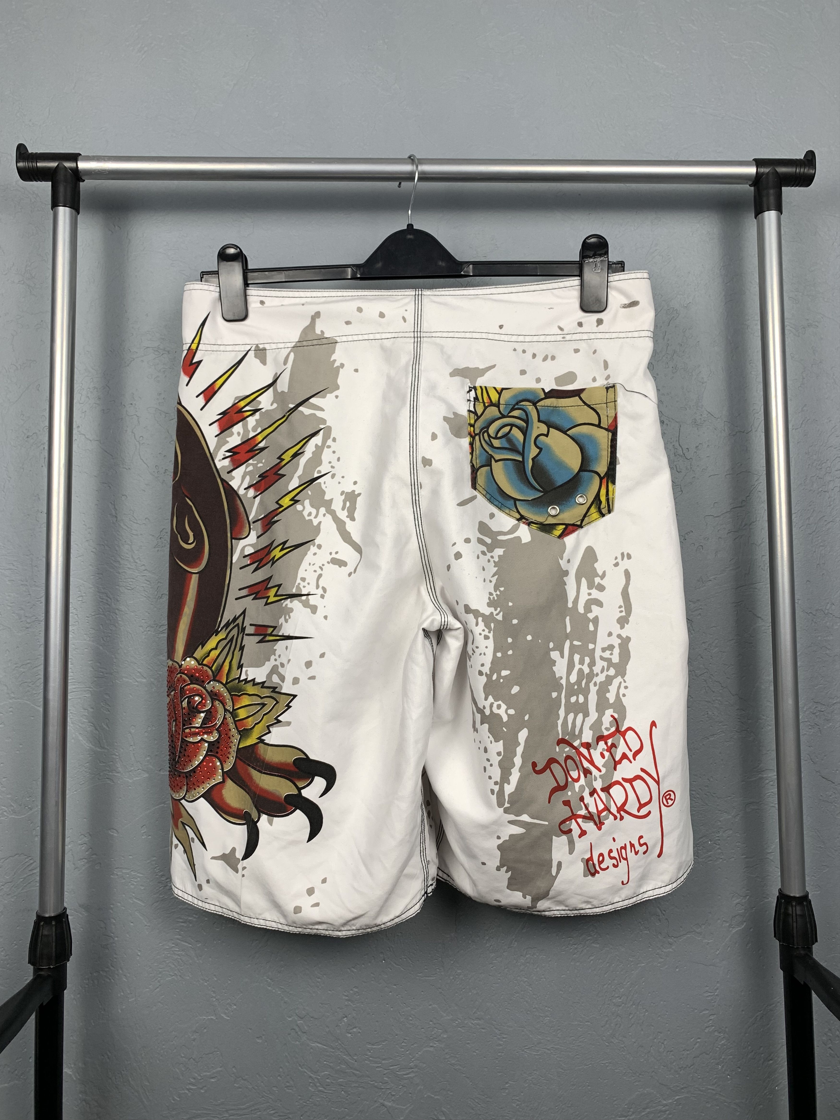 Christian Audigier × Ed Hardy × Vintage ED HARDY BY CHRISTIAN AUDIGIER Mens Shorts Size US 34 / EU 50 - 4 Thumbnail