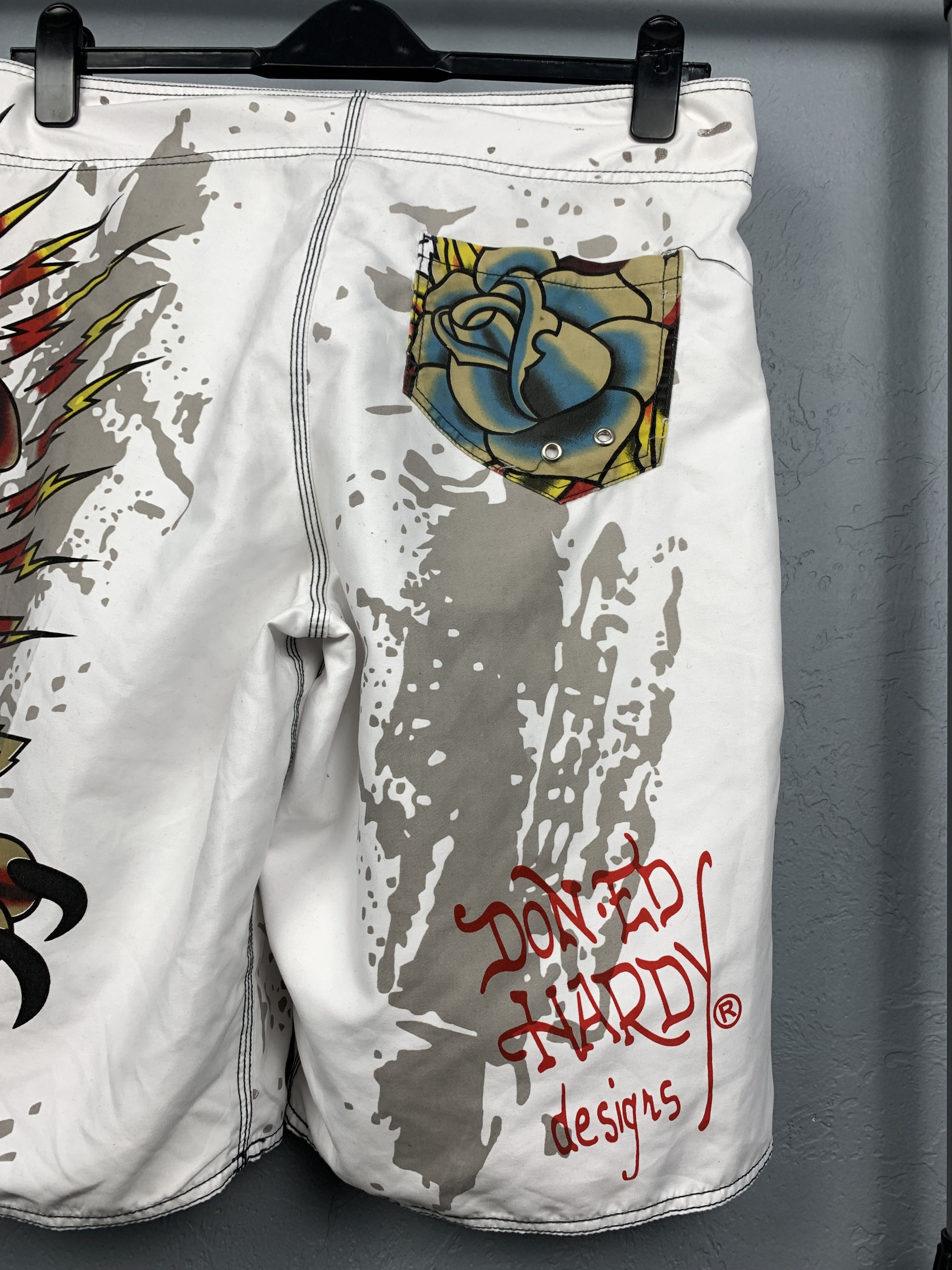 Christian Audigier × Ed Hardy × Vintage ED HARDY BY CHRISTIAN AUDIGIER Mens Shorts Size US 34 / EU 50 - 5 Thumbnail