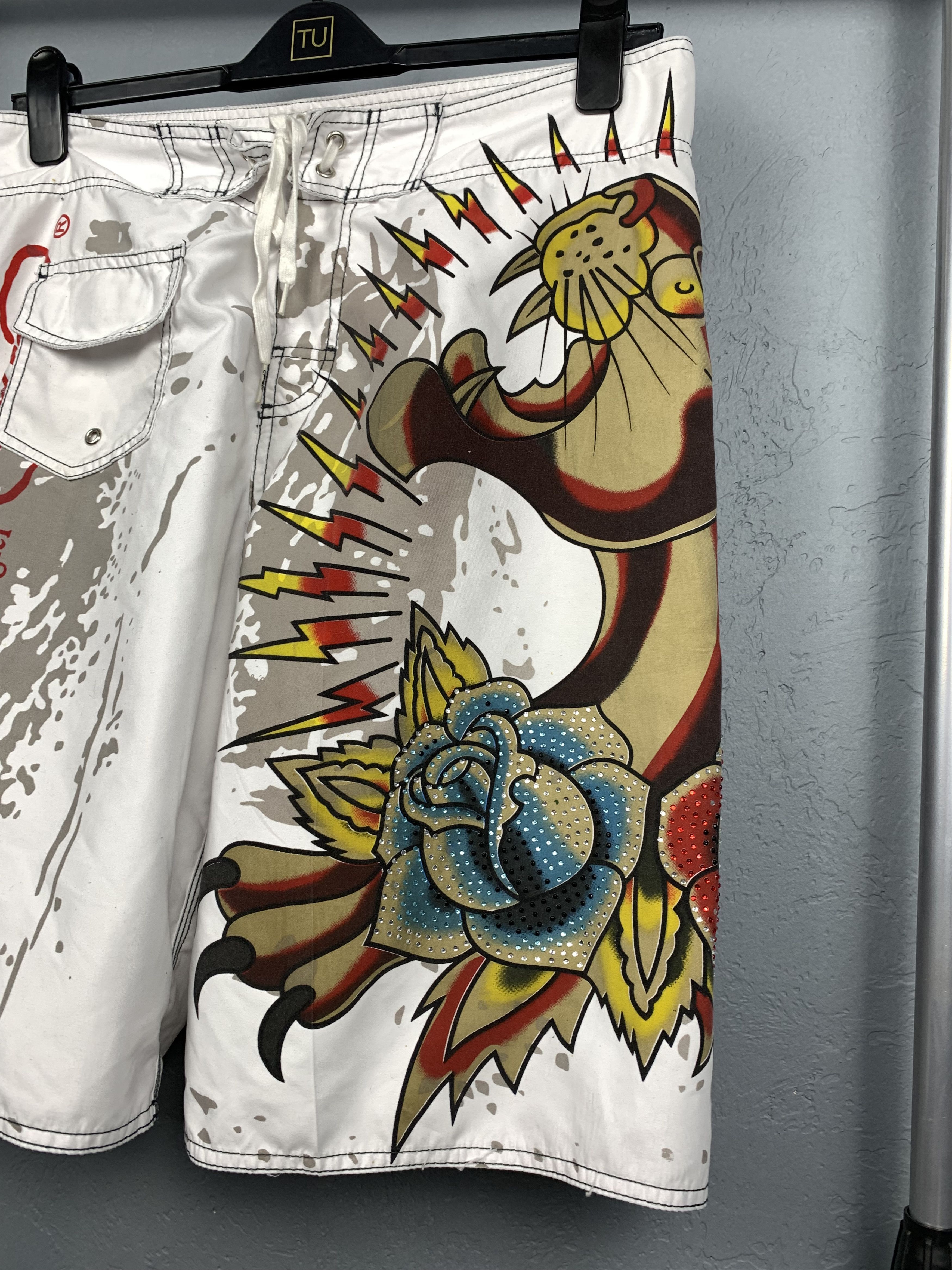 Christian Audigier × Ed Hardy × Vintage ED HARDY BY CHRISTIAN AUDIGIER Mens Shorts Size US 34 / EU 50 - 2 Thumbnail