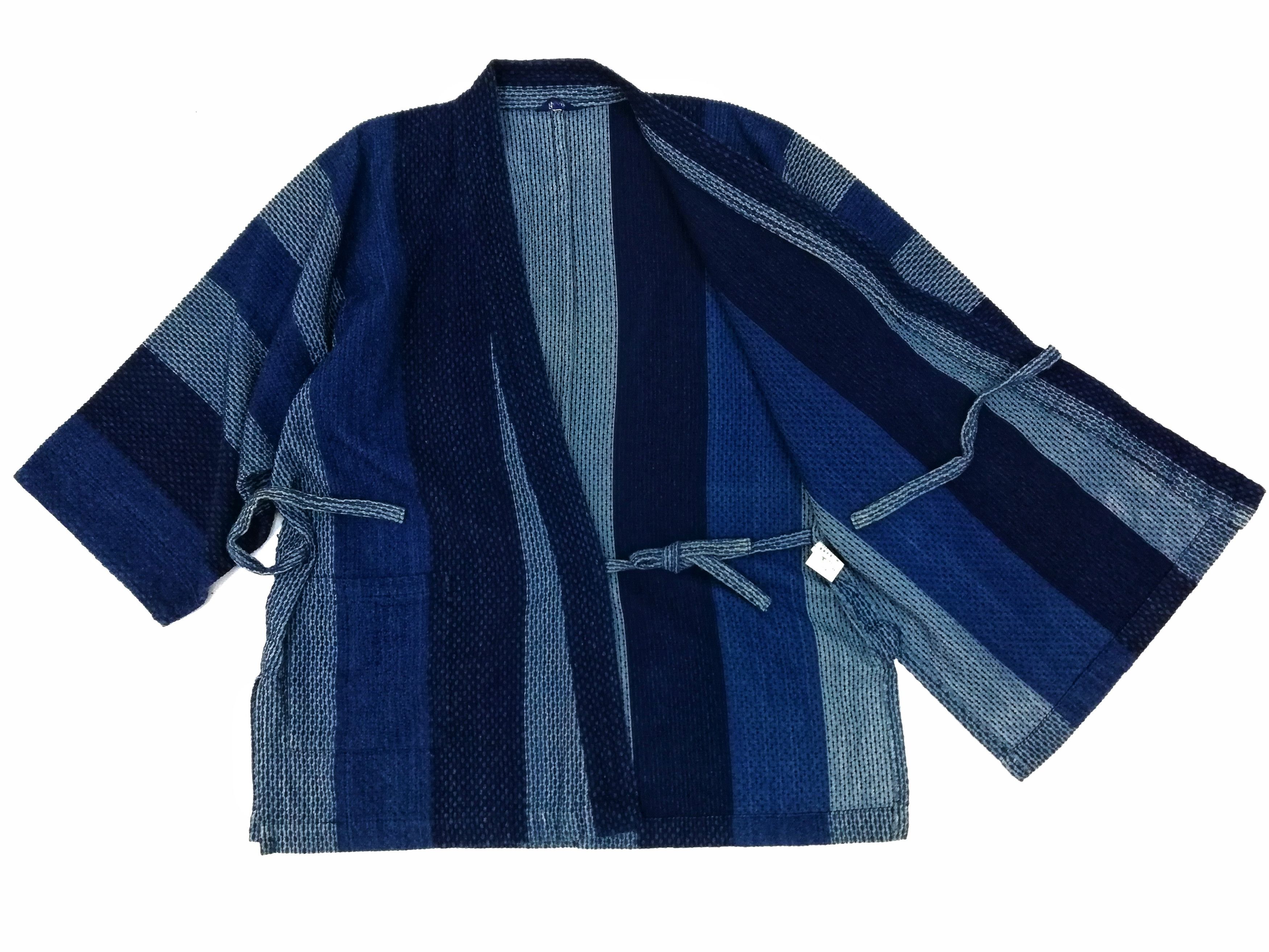 Indigo × Japanese Brand 🔥Kimono Boro Indigo Overdyed Woven Japanese Traditional🔥 Size US L / EU 52-54 / 3 - 6 Thumbnail