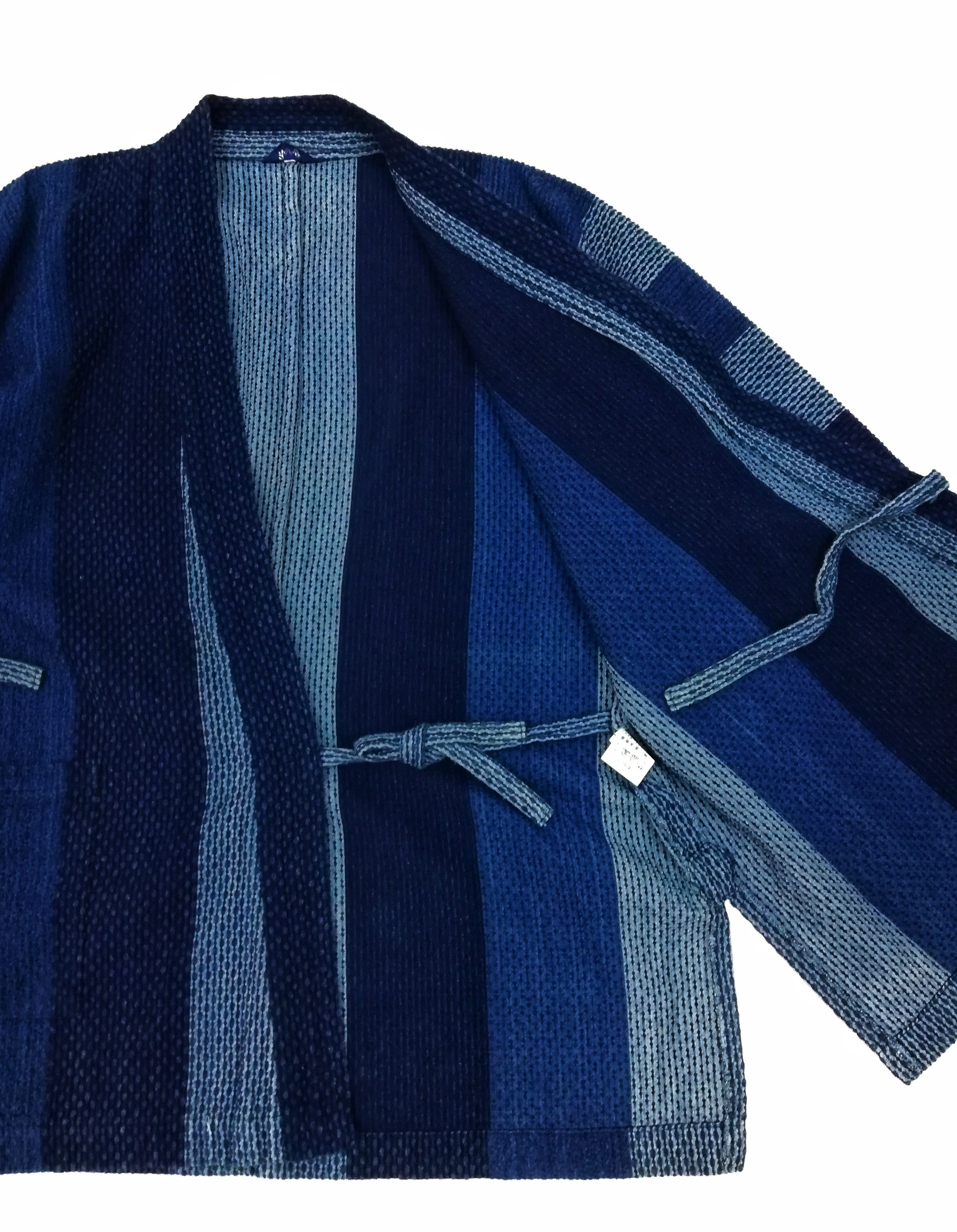 Indigo × Japanese Brand 🔥Kimono Boro Indigo Overdyed Woven Japanese Traditional🔥 Size US L / EU 52-54 / 3 - 7 Thumbnail