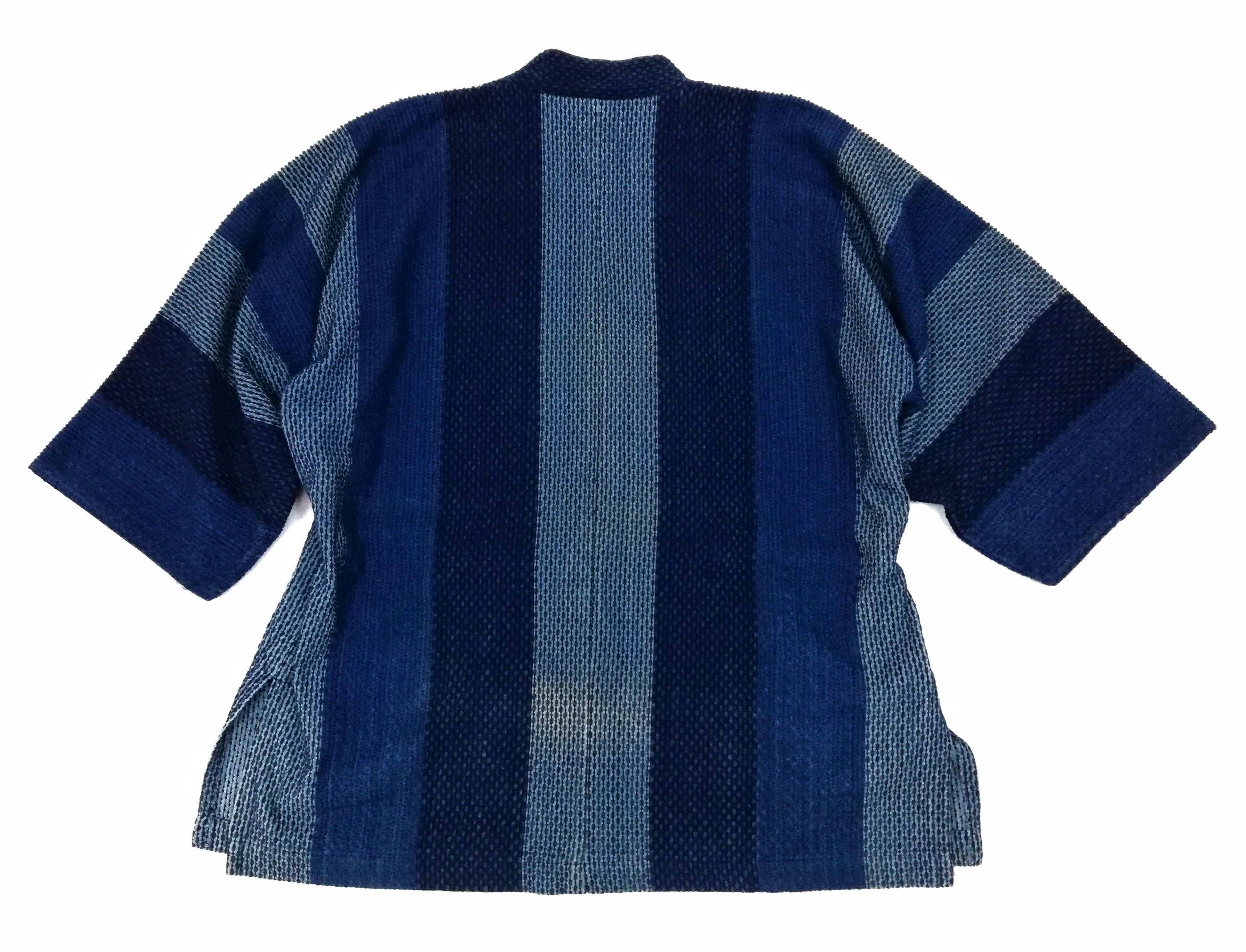 Indigo × Japanese Brand 🔥Kimono Boro Indigo Overdyed Woven Japanese Traditional🔥 Size US L / EU 52-54 / 3 - 14 Thumbnail