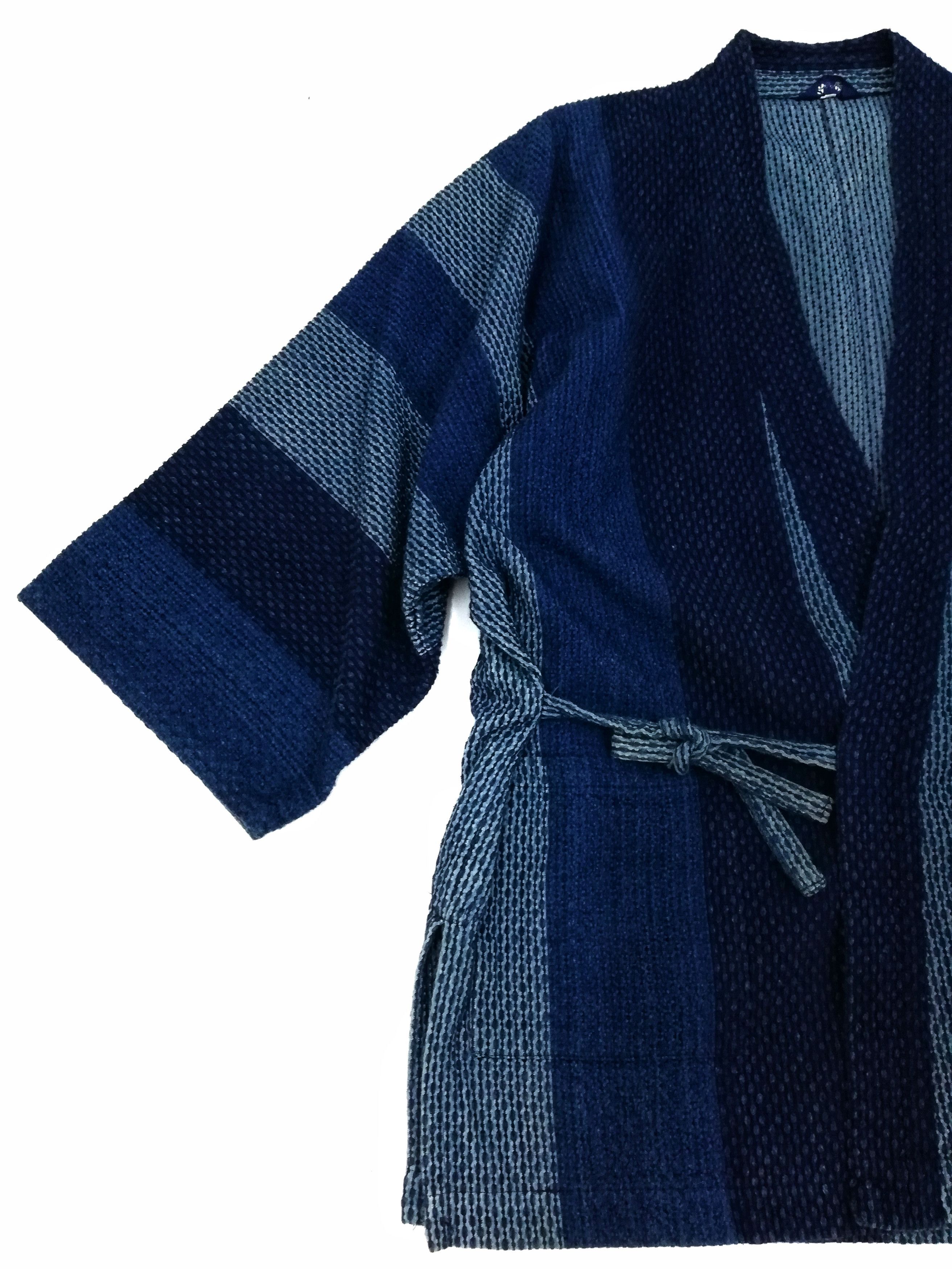 Indigo × Japanese Brand 🔥Kimono Boro Indigo Overdyed Woven Japanese Traditional🔥 Size US L / EU 52-54 / 3 - 4 Thumbnail