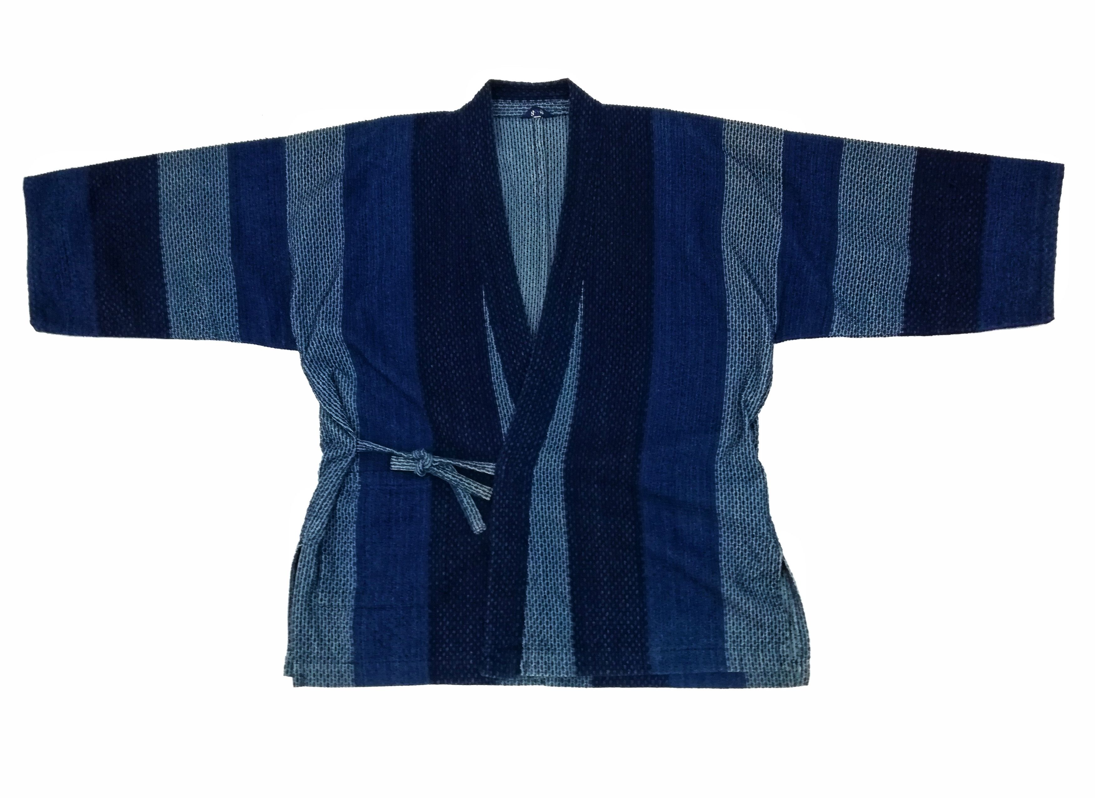 Indigo × Japanese Brand 🔥Kimono Boro Indigo Overdyed Woven Japanese Traditional🔥 Size US L / EU 52-54 / 3 - 2 Thumbnail