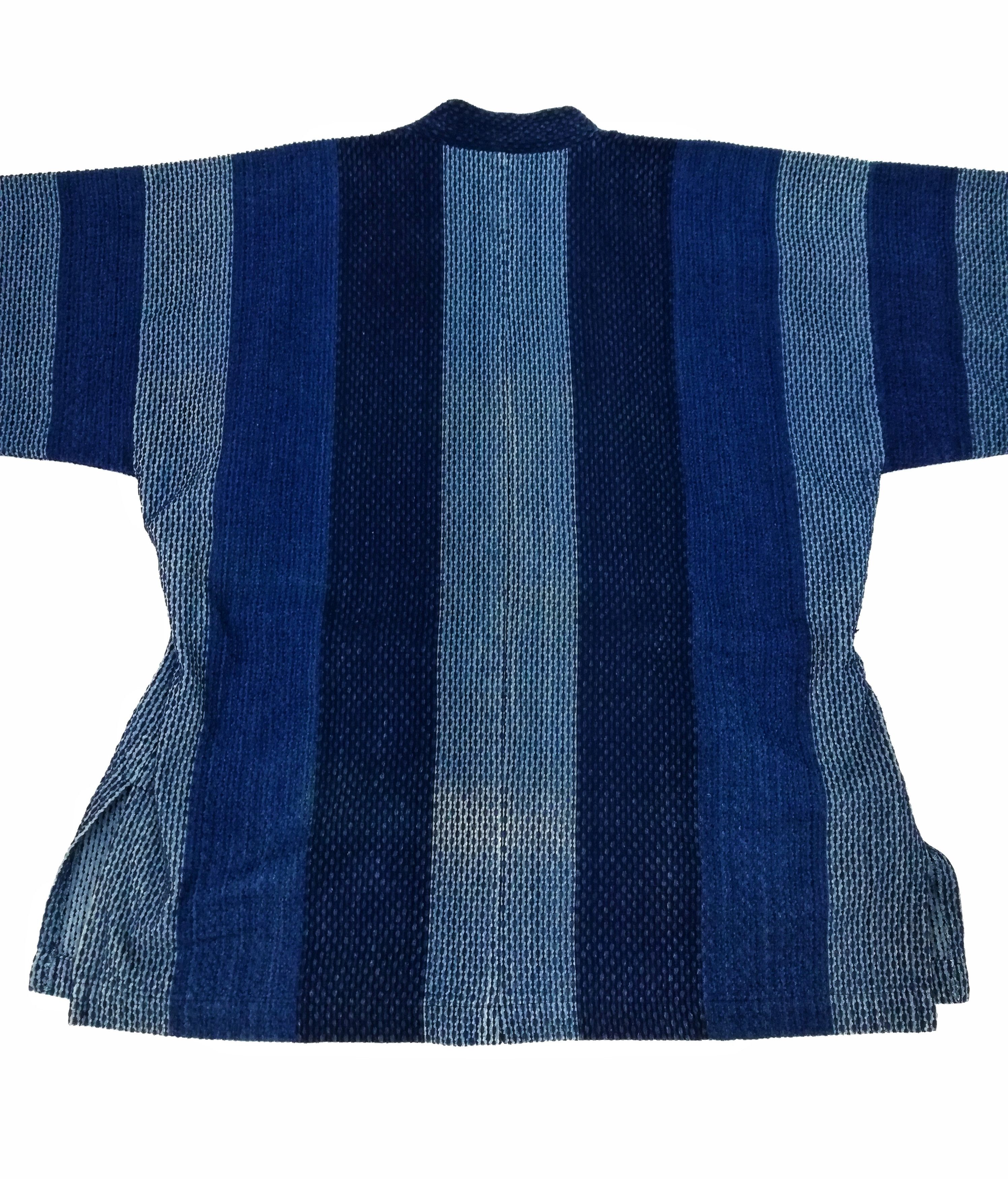 Indigo × Japanese Brand 🔥Kimono Boro Indigo Overdyed Woven Japanese Traditional🔥 Size US L / EU 52-54 / 3 - 12 Thumbnail