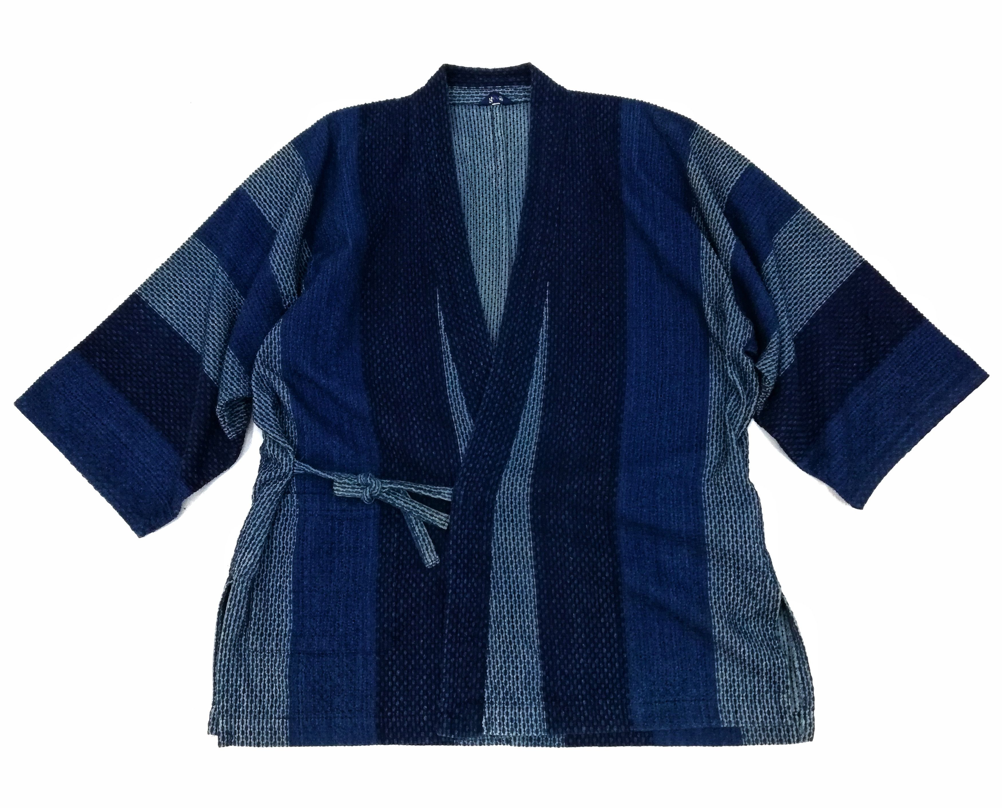 Indigo × Japanese Brand 🔥Kimono Boro Indigo Overdyed Woven Japanese Traditional🔥 Size US L / EU 52-54 / 3 - 1 Thumbnail
