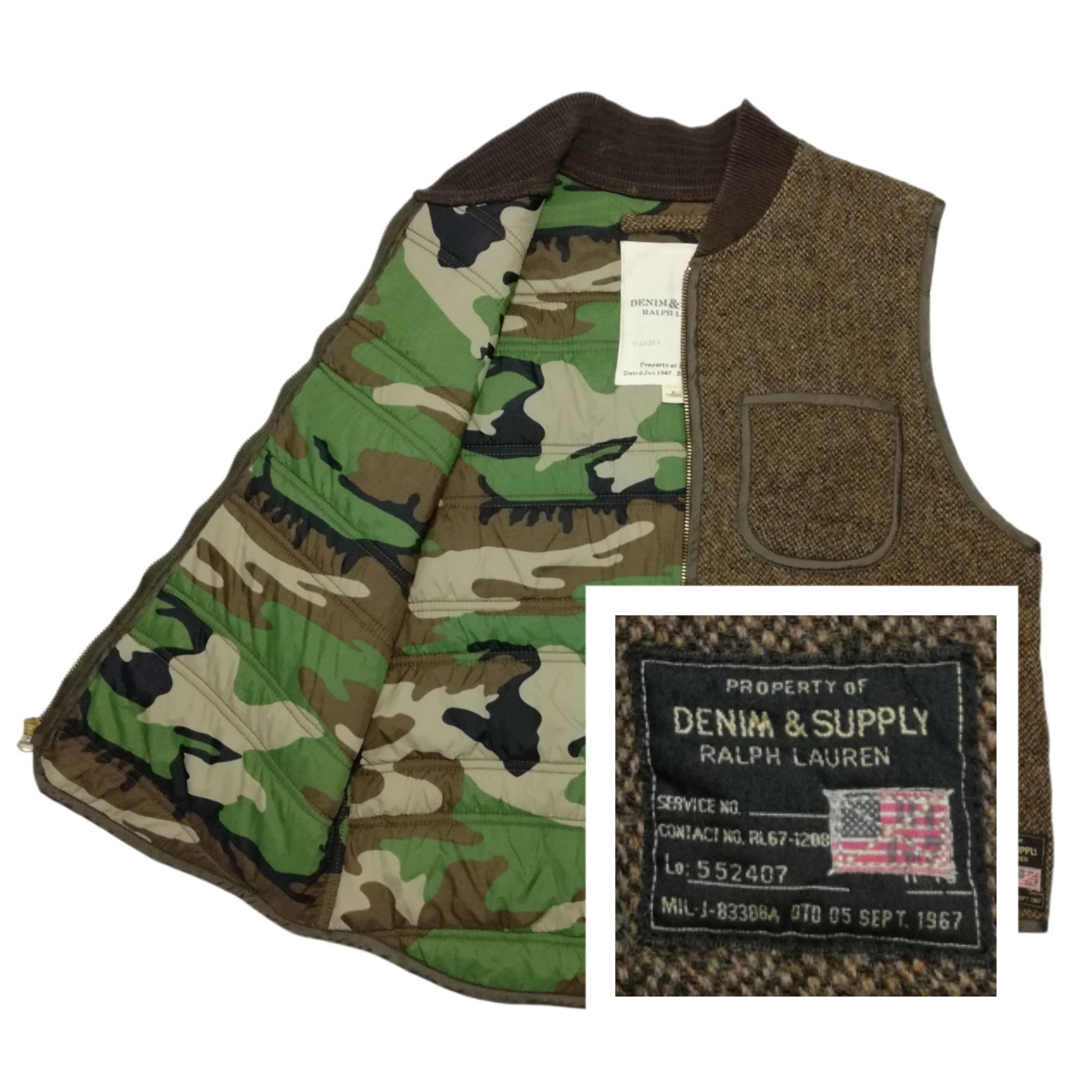 Denim & Supply Ralph Lauren × Ralph Lauren 🔥Tweed Hunting Camo Military Work Duck Zipper Talon Vest Size US M / EU 48-50 / 2 - 1 Thumbnail