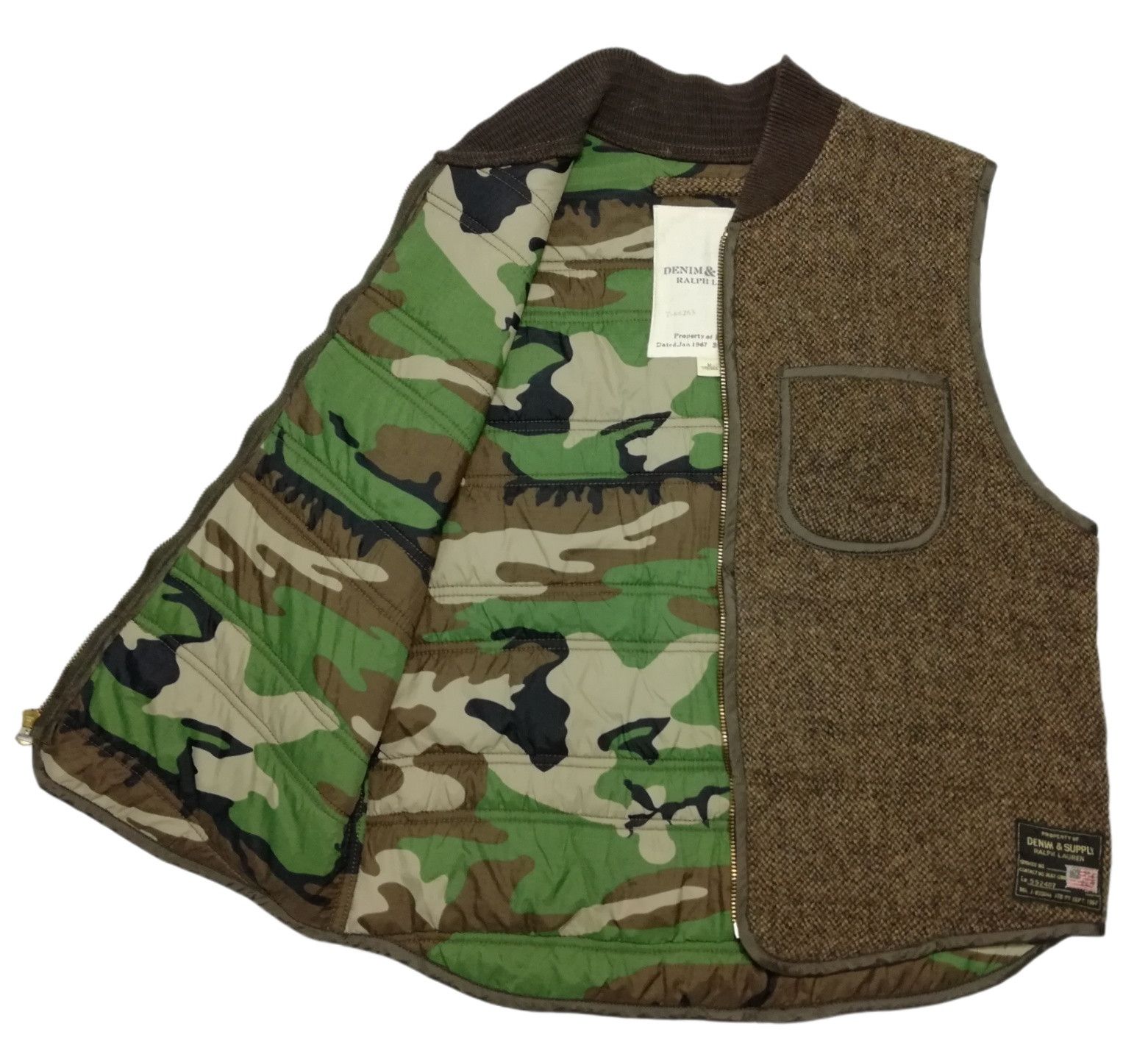 Denim & Supply Ralph Lauren × Ralph Lauren 🔥Tweed Hunting Camo Military Work Duck Zipper Talon Vest Size US M / EU 48-50 / 2 - 6 Thumbnail