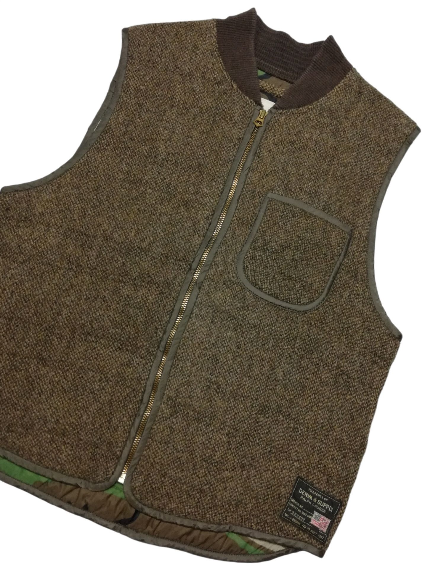Denim & Supply Ralph Lauren × Ralph Lauren 🔥Tweed Hunting Camo Military Work Duck Zipper Talon Vest Size US M / EU 48-50 / 2 - 4 Thumbnail