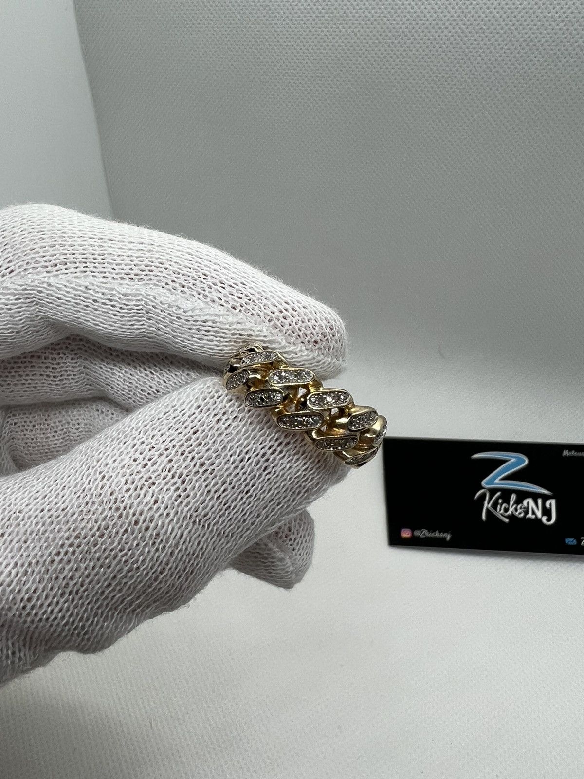 10kt solid gold cuban ring with diamonds