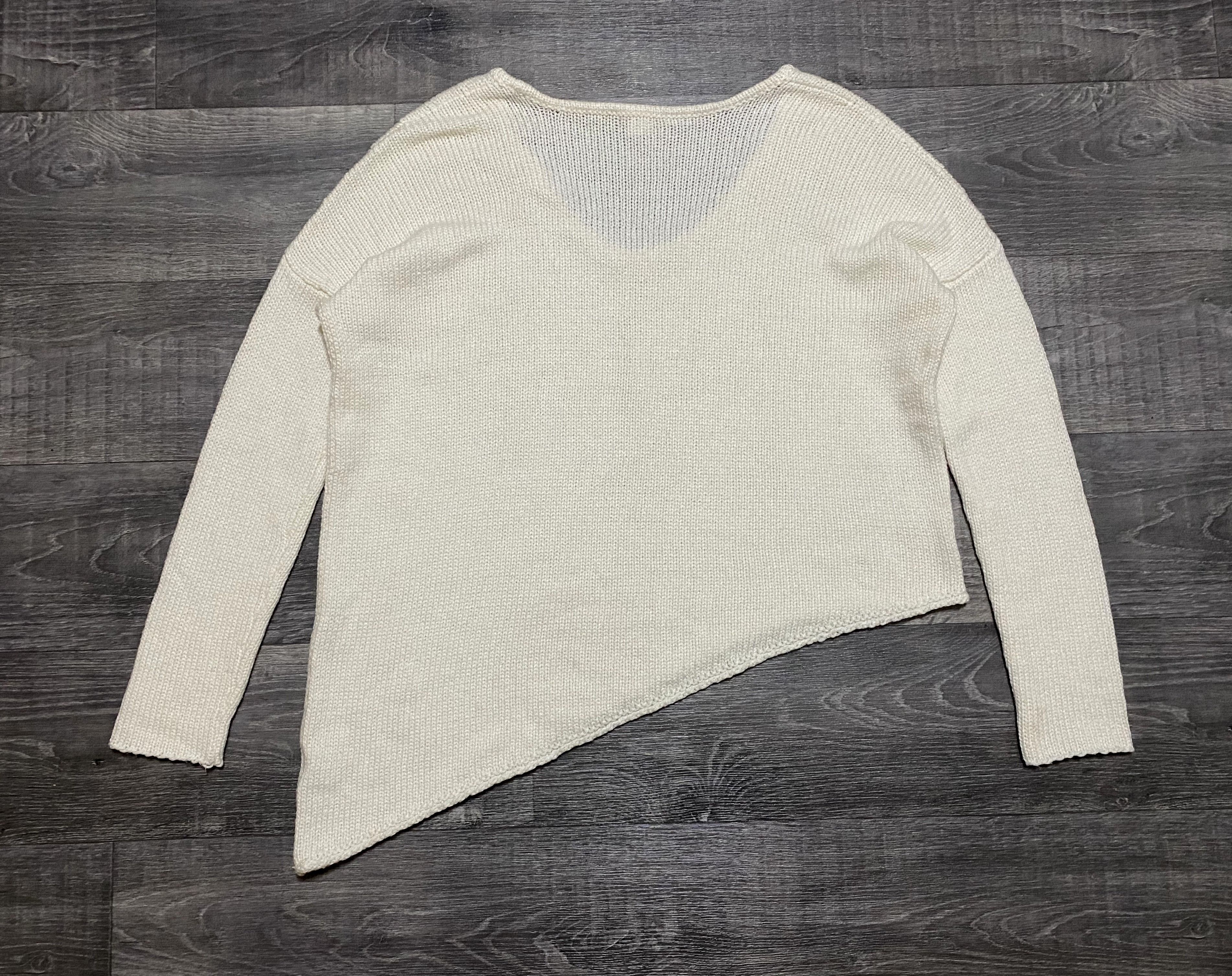 Helmut Lang Womens Helmut Lang White Asymmetric Mesh Heavy Knit Sweater Size L / US 10 / IT 46 - 3 Thumbnail