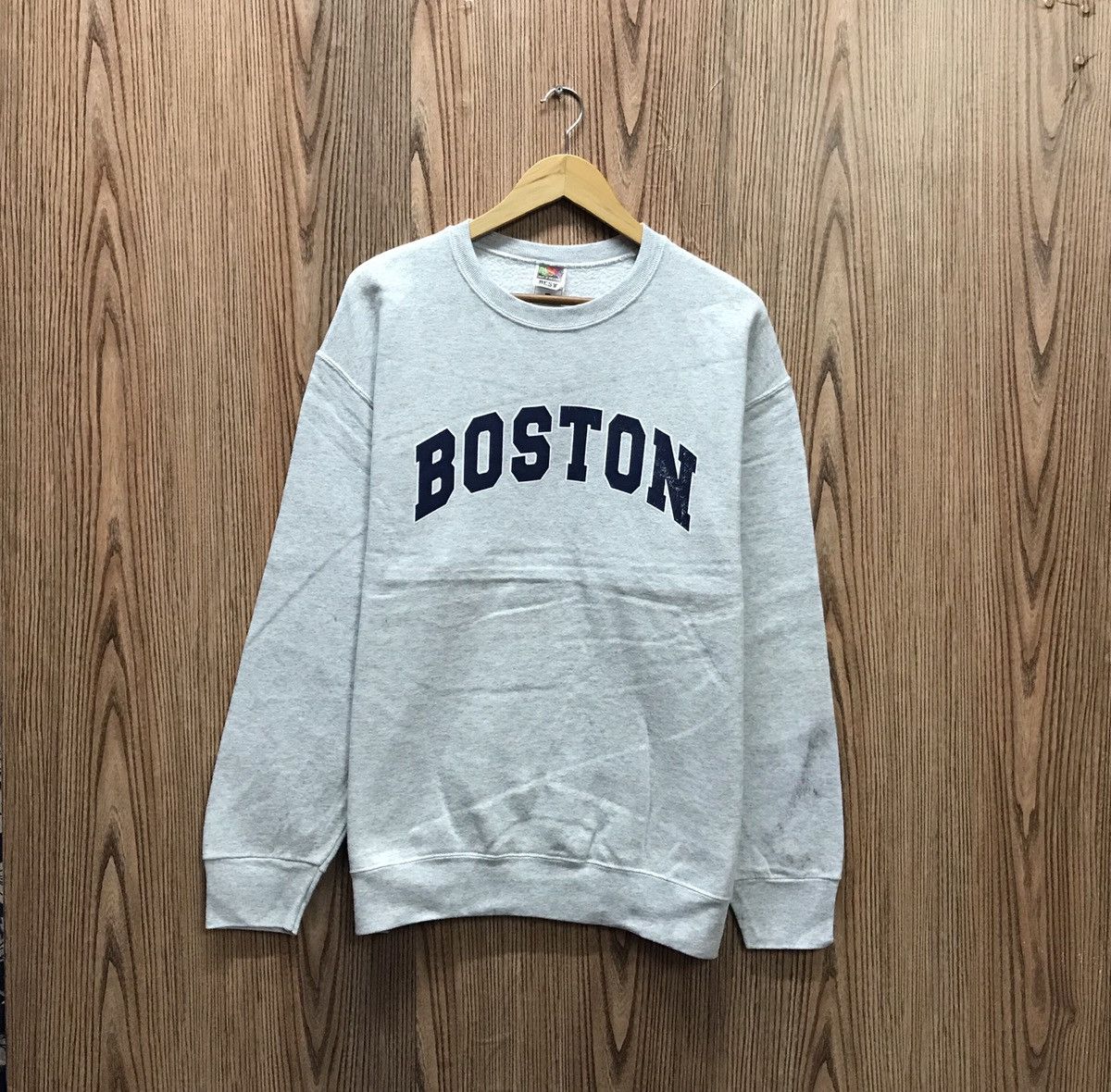 Fruit Of The Loom × Vintage Vintage Boston Sweatshirt Spellout Boston Crew Neck Size US M / EU 48-50 / 2 - 1 Thumbnail