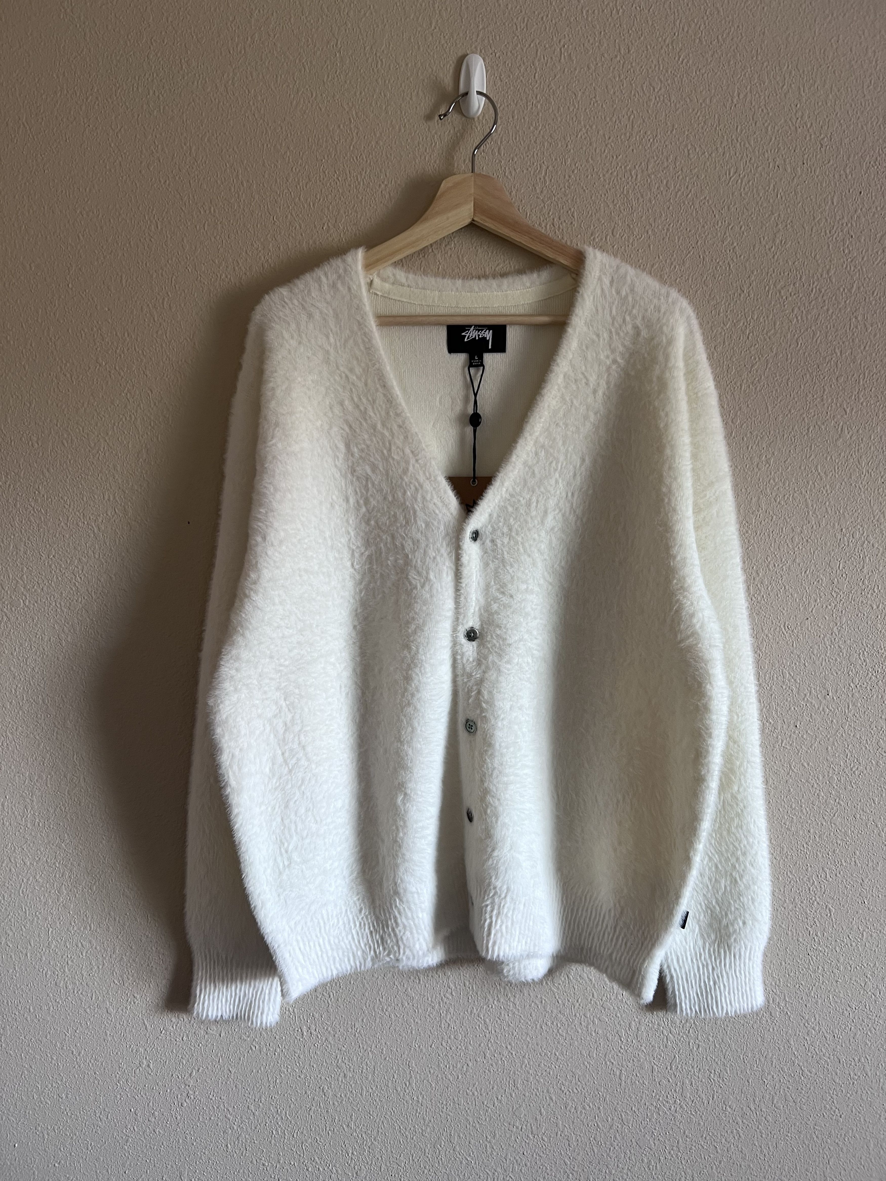 Stussy Stussy Shaggy Cardigan White | Grailed