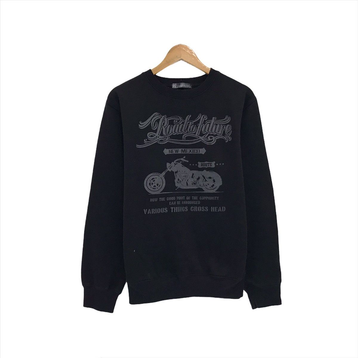Vintage Sweatshirt CrewNeck Road To Future Motor Cycle