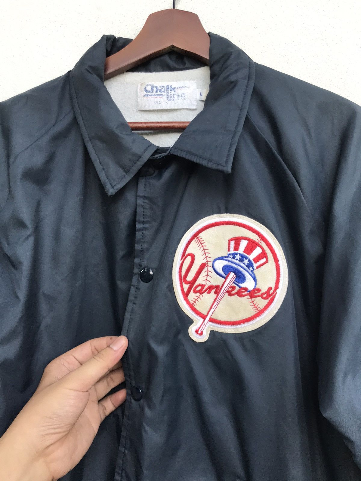 New York Yankees Vintage 80s Yankees Chalk Line USA Big Logo Coach Iacket Size US L / EU 52-54 / 3 - 12 Thumbnail