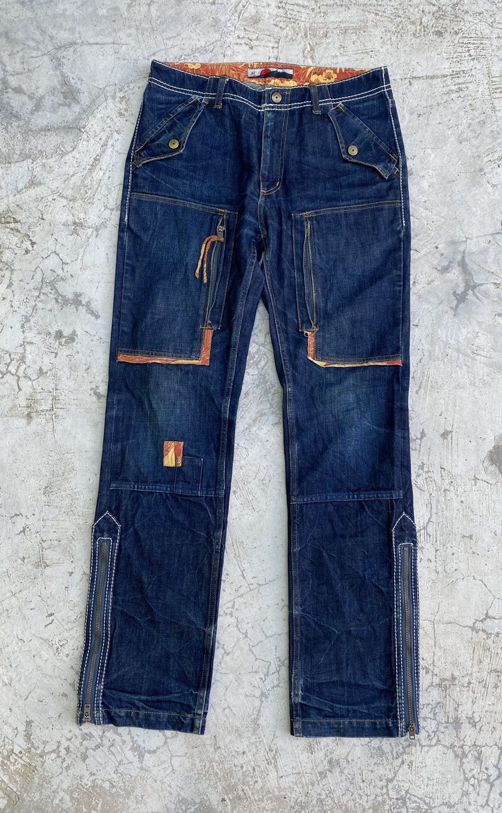 image of Japanese Designer Cargo Denim/jeans in Blue, Men's (Size 31)