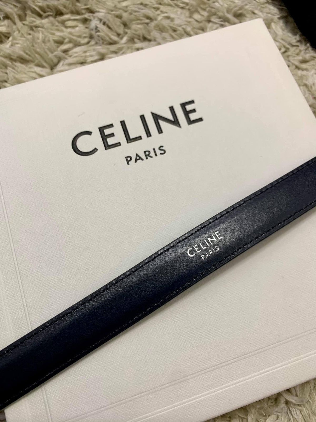 Celine × Hedi Slimane SS20 Navy Rounded Buckle Watersnake Belt sz80 Size 30 - 6 Thumbnail