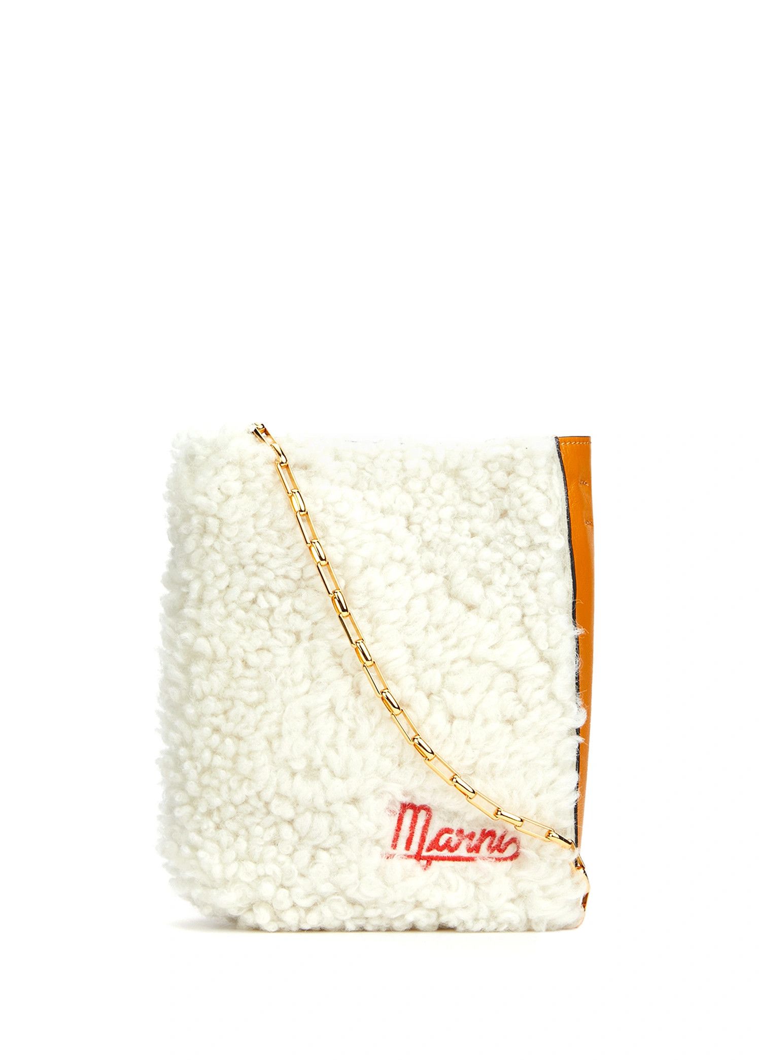 Marni MARNI Museo Nano white yellow shearling chain shoulder bag Size ONE SIZE - 1 Thumbnail