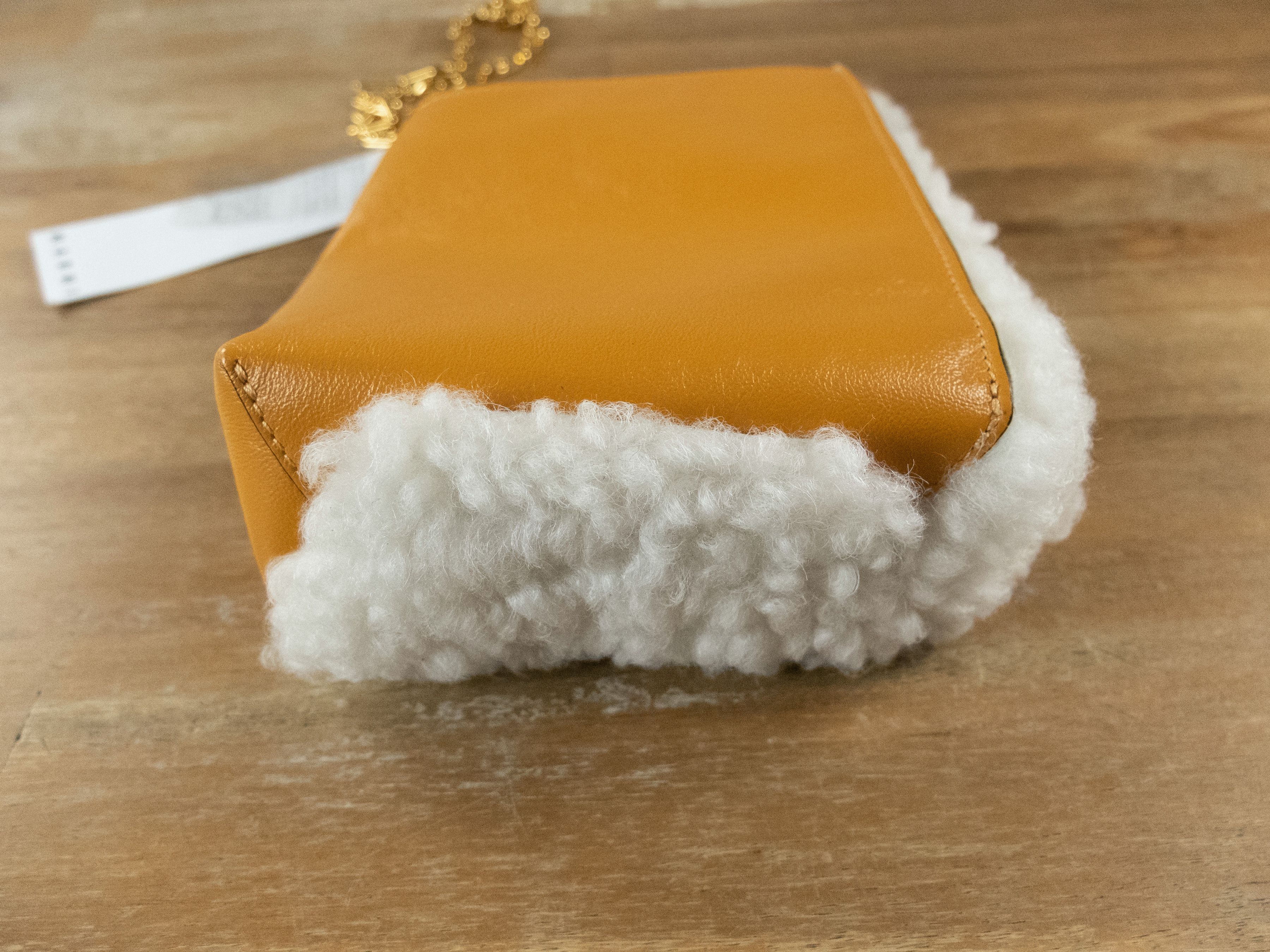 Marni MARNI Museo Nano white yellow shearling chain shoulder bag Size ONE SIZE - 11 Thumbnail