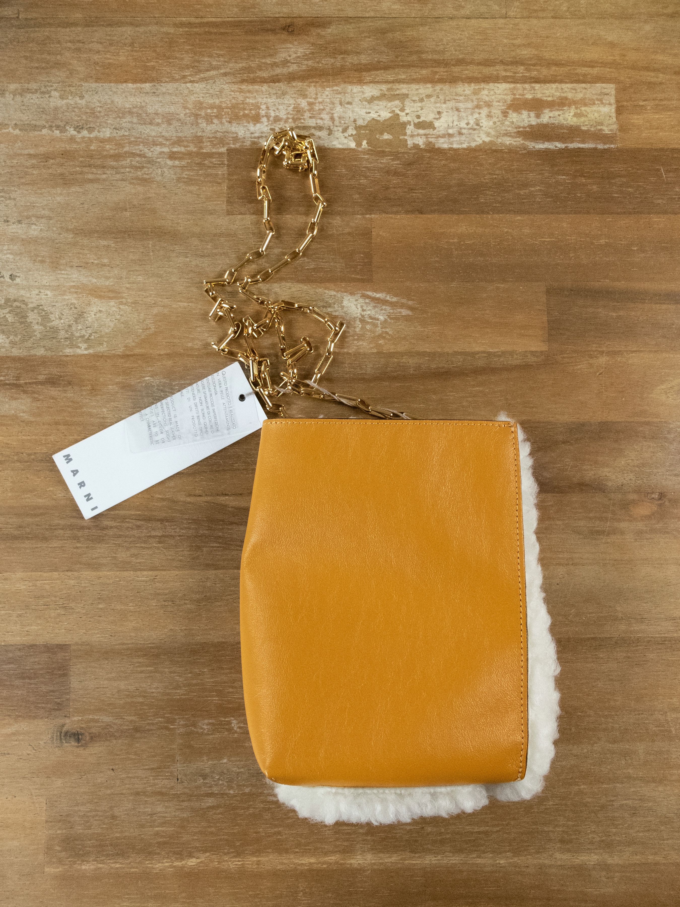 Marni MARNI Museo Nano white yellow shearling chain shoulder bag Size ONE SIZE - 10 Thumbnail
