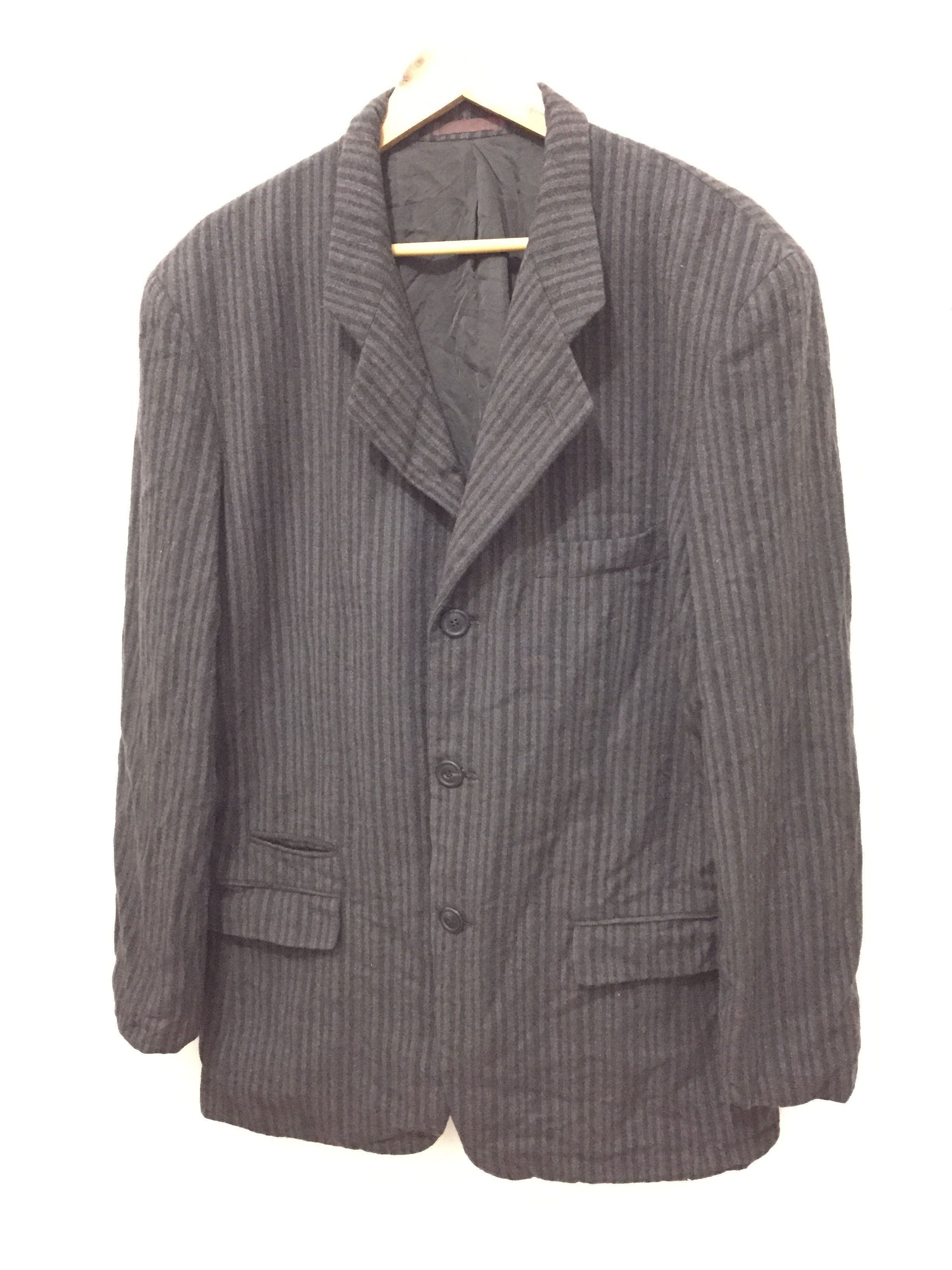 image of 90's Issey Miyake Men Stripe Jacket in Grey (Size XL)