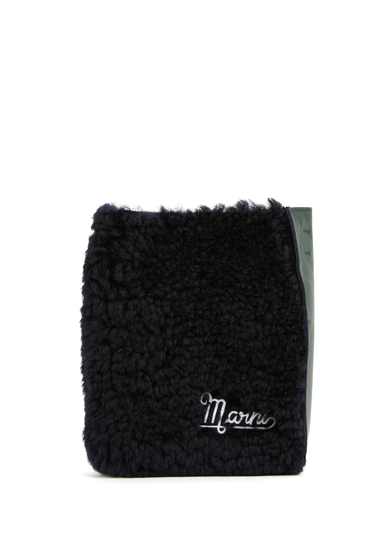 Marni MARNI Museo Nano black green shearling chain shoulder bag Size ONE SIZE - 3 Thumbnail