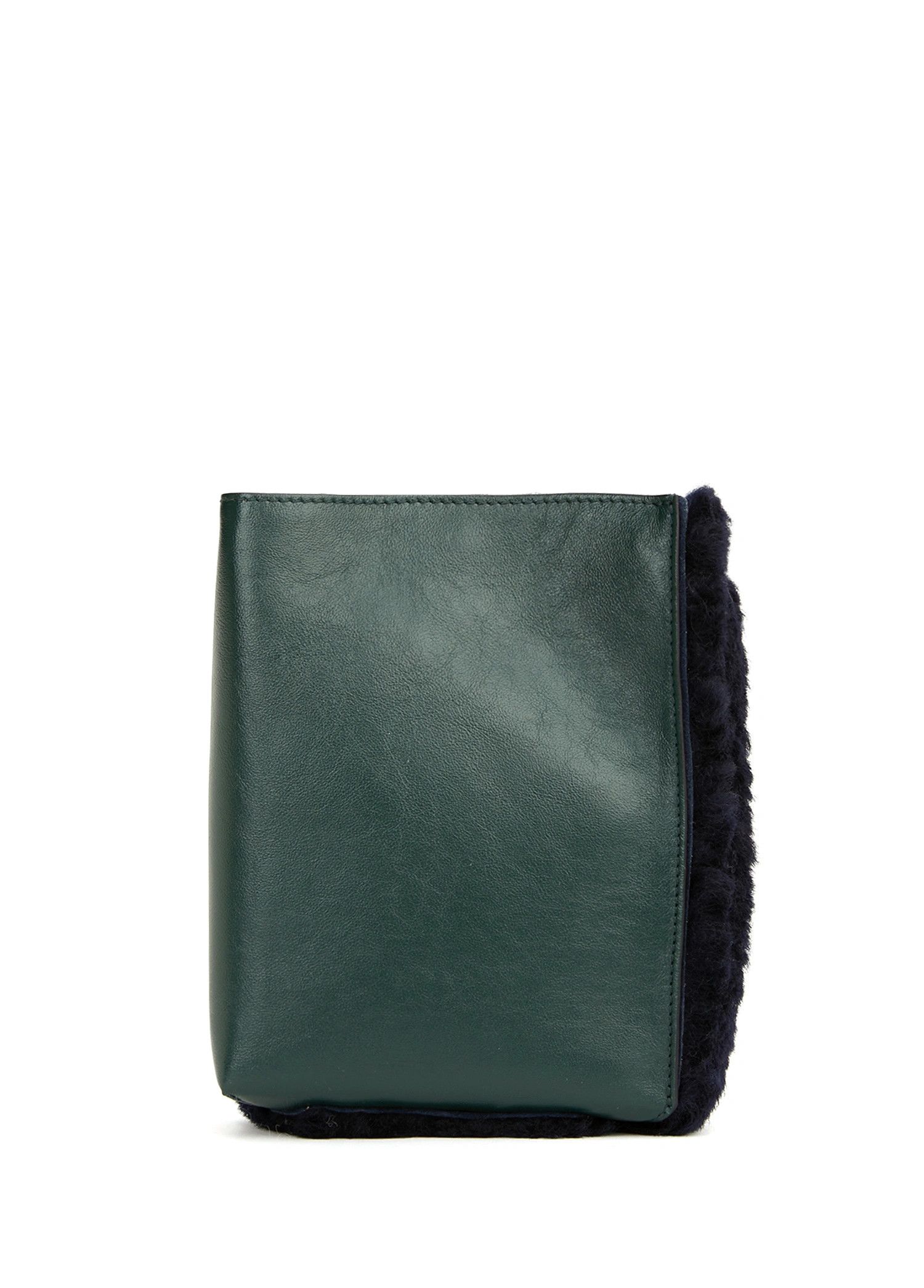 Marni MARNI Museo Nano black green shearling chain shoulder bag Size ONE SIZE - 4 Thumbnail