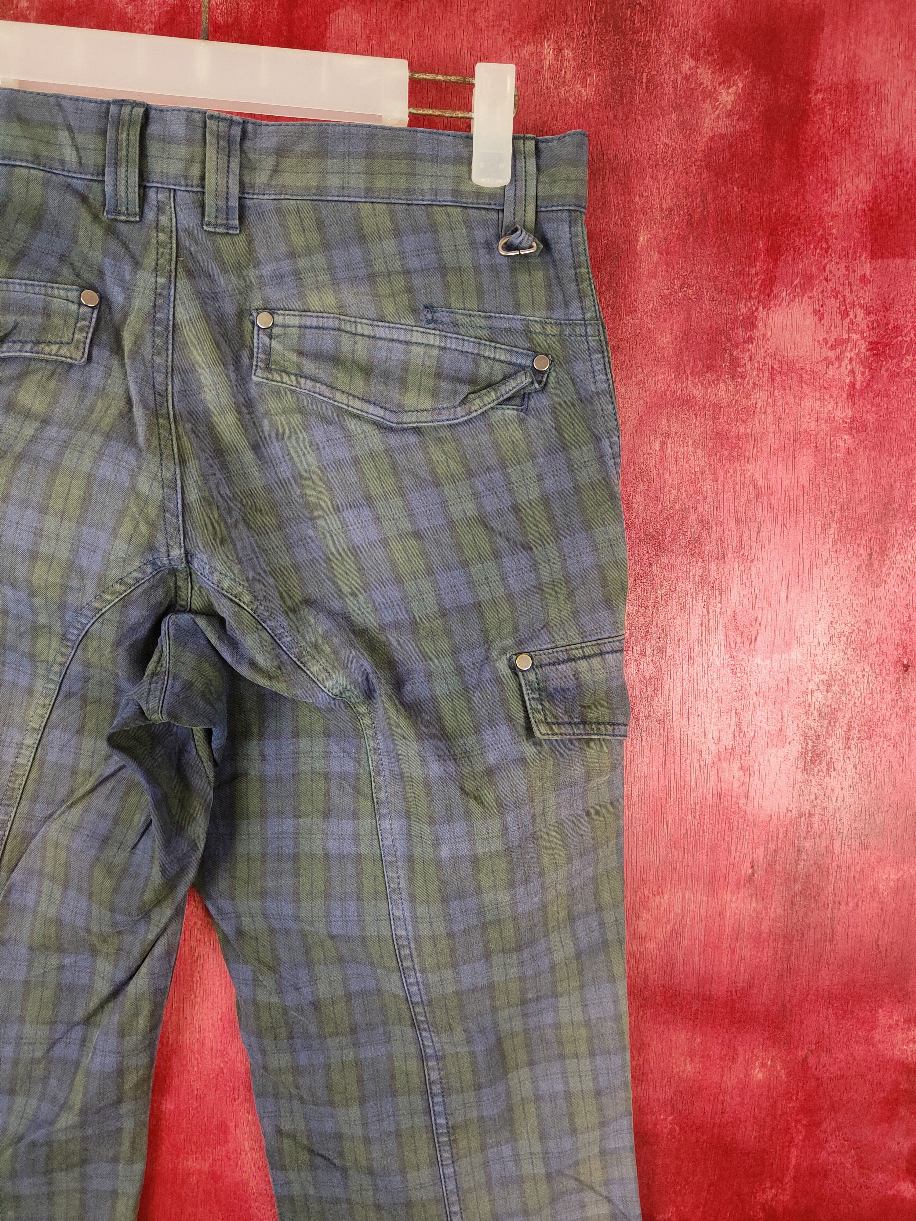 Japanese Brand × Seditionaries Ignio Dark Blue checkered Multi Pocket Cargo Pants #5309 Size US 30 / EU 46 - 9 Thumbnail