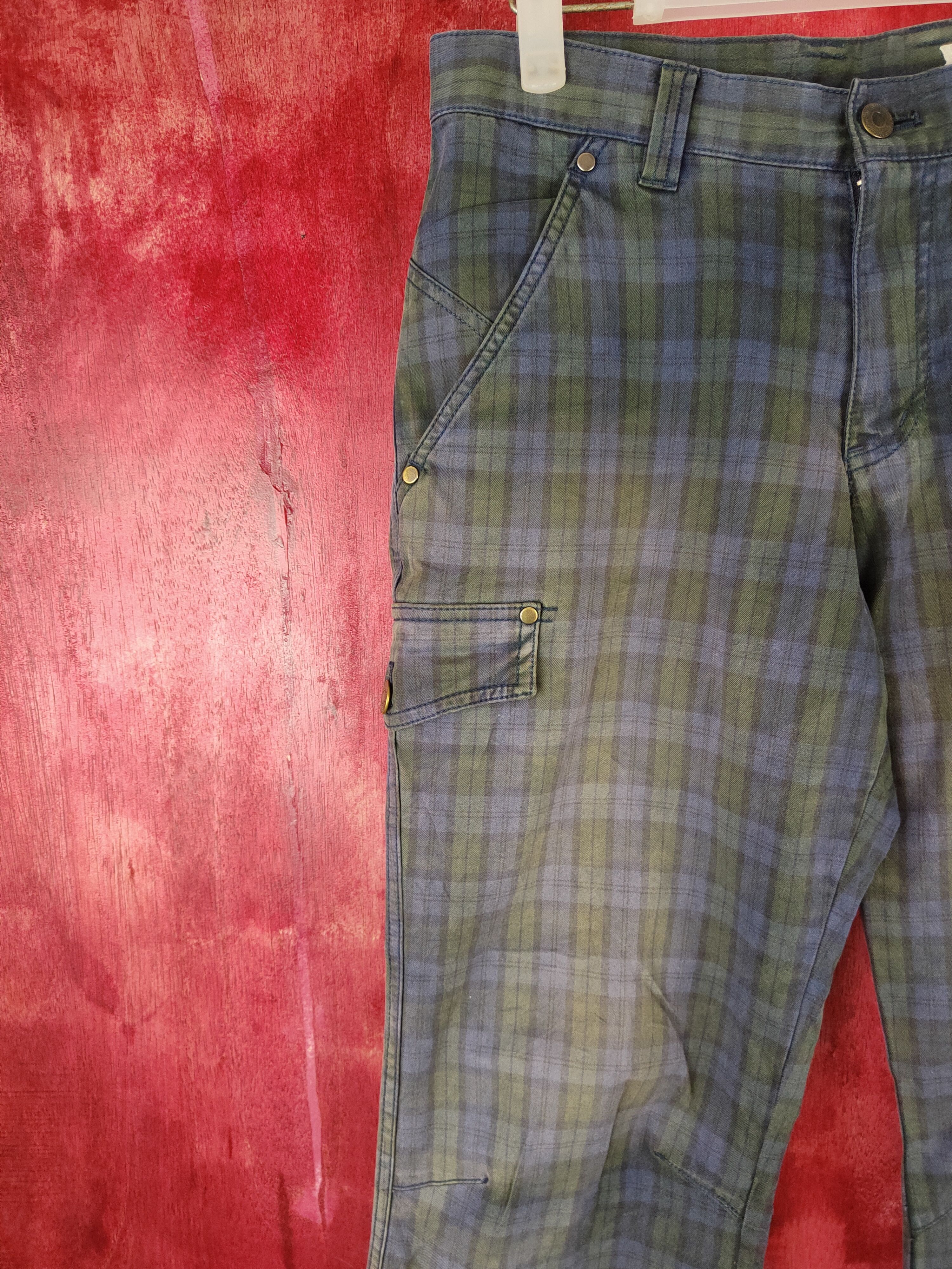 Japanese Brand × Seditionaries Ignio Dark Blue checkered Multi Pocket Cargo Pants #5309 Size US 30 / EU 46 - 2 Thumbnail
