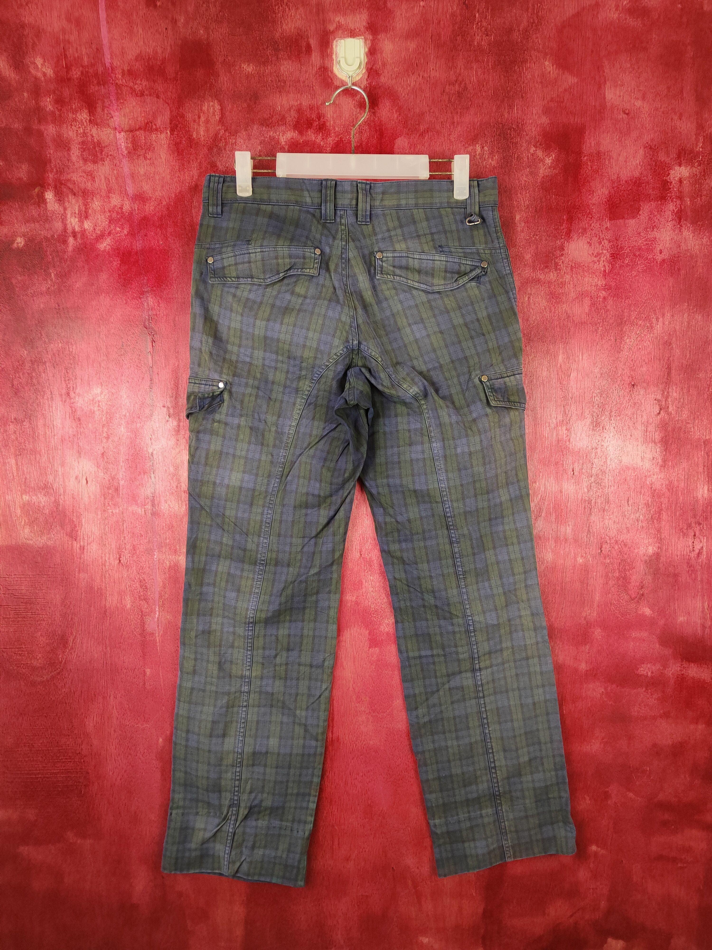 Japanese Brand × Seditionaries Ignio Dark Blue checkered Multi Pocket Cargo Pants #5309 Size US 30 / EU 46 - 6 Thumbnail