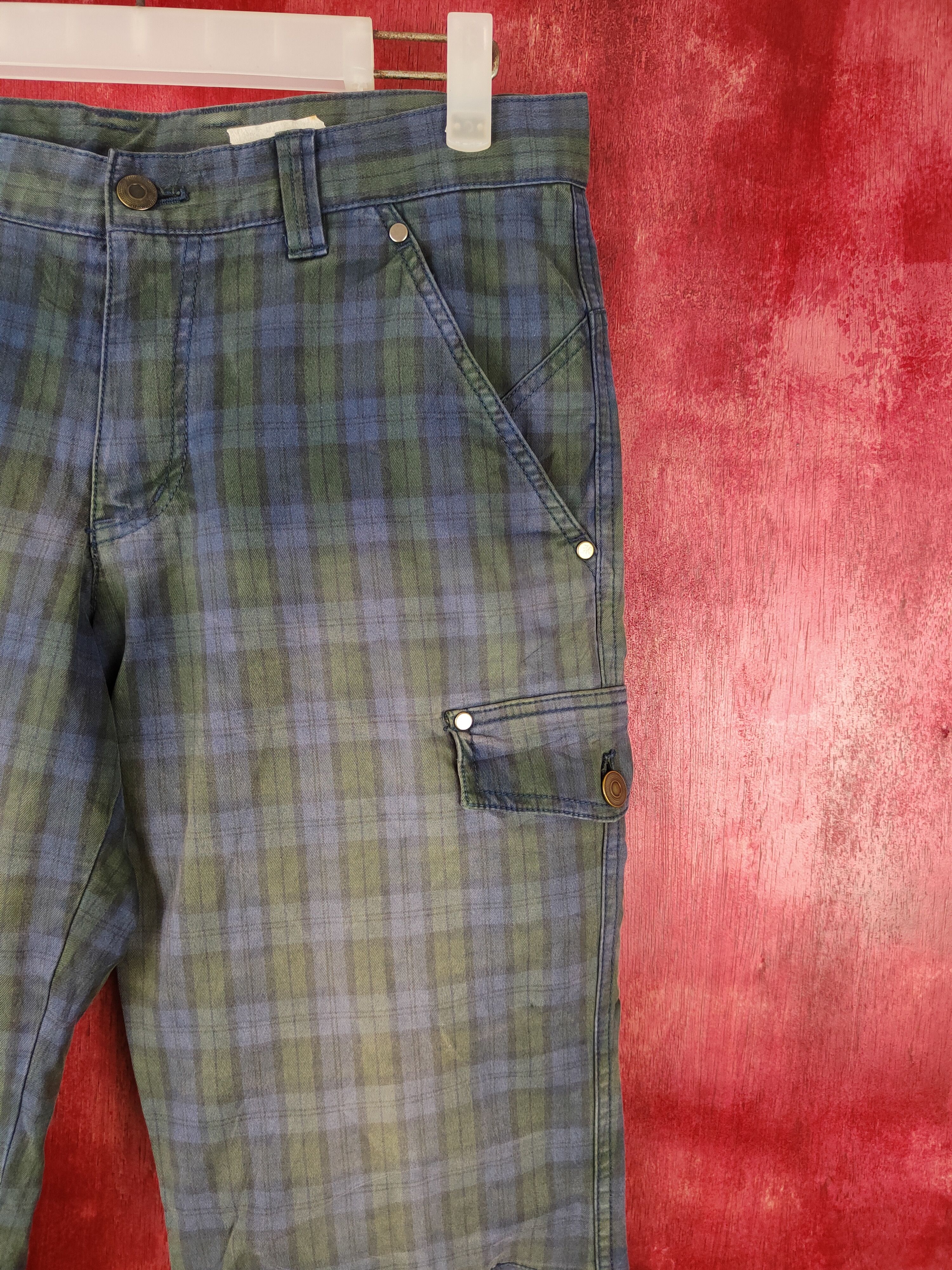 Japanese Brand × Seditionaries Ignio Dark Blue checkered Multi Pocket Cargo Pants #5309 Size US 30 / EU 46 - 4 Thumbnail