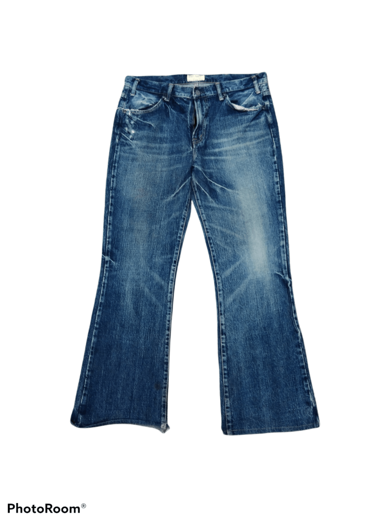 image of Distressed Denim x Spellbound distressed Flare Made In Japan Spellbound in Blue Distressed (Size 34