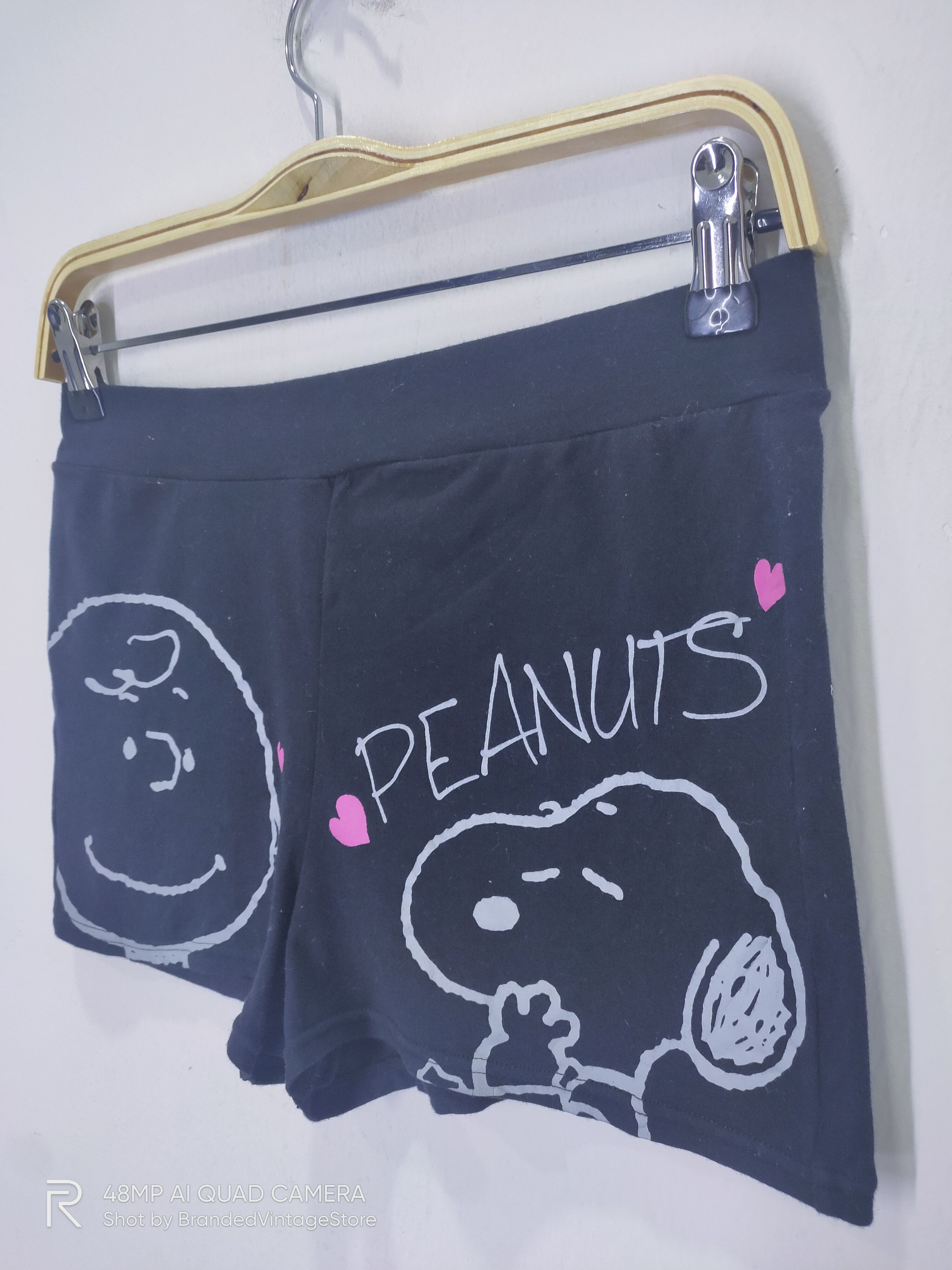 Cartoon Network × Peanuts PEANUT Black Soft Cotton Elastic Waist Art Boxer Short Pant Size 30" / US 8 / IT 44 - 3 Thumbnail