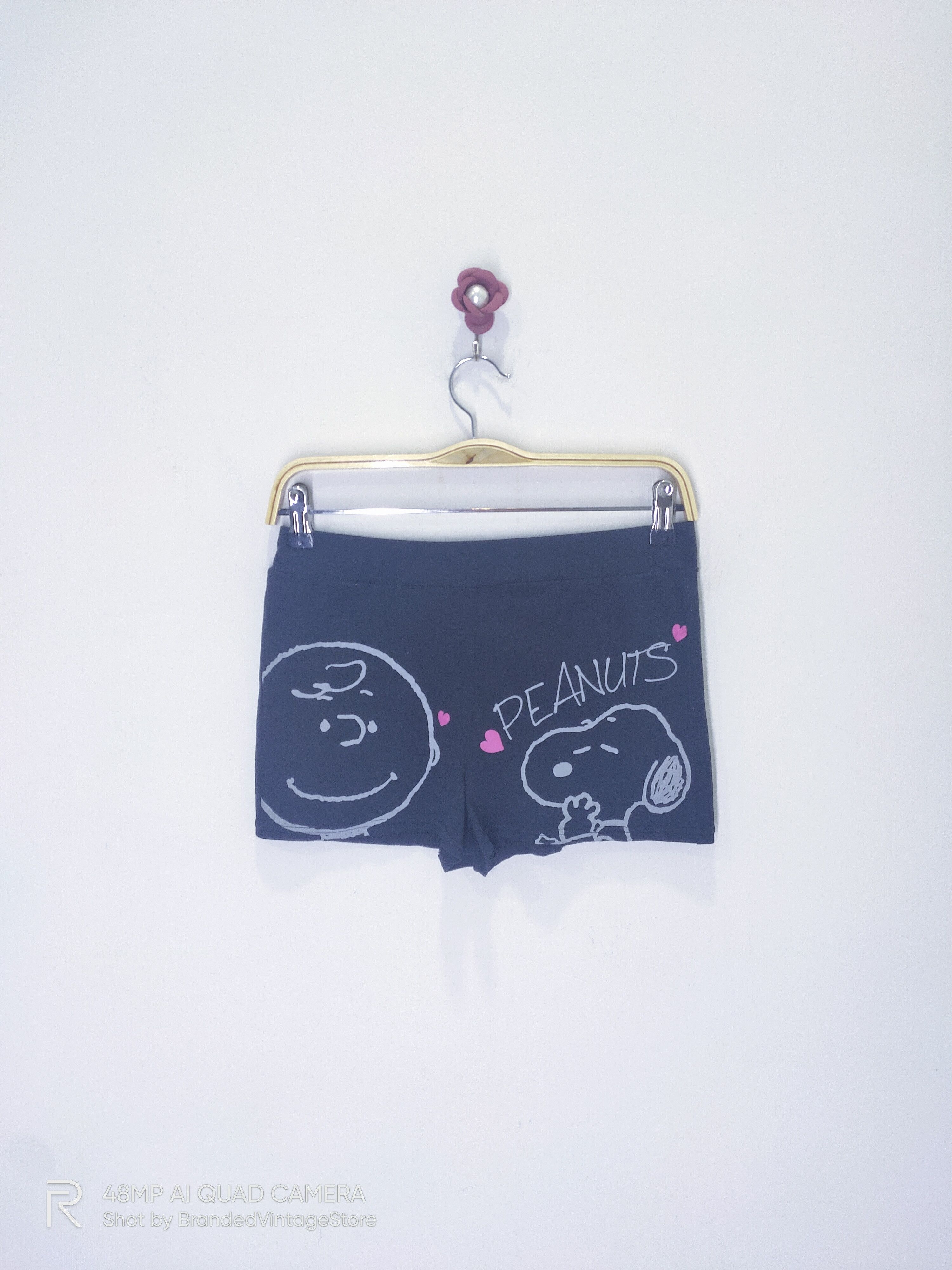 Cartoon Network × Peanuts PEANUT Black Soft Cotton Elastic Waist Art Boxer Short Pant Size 30" / US 8 / IT 44 - 1 Thumbnail