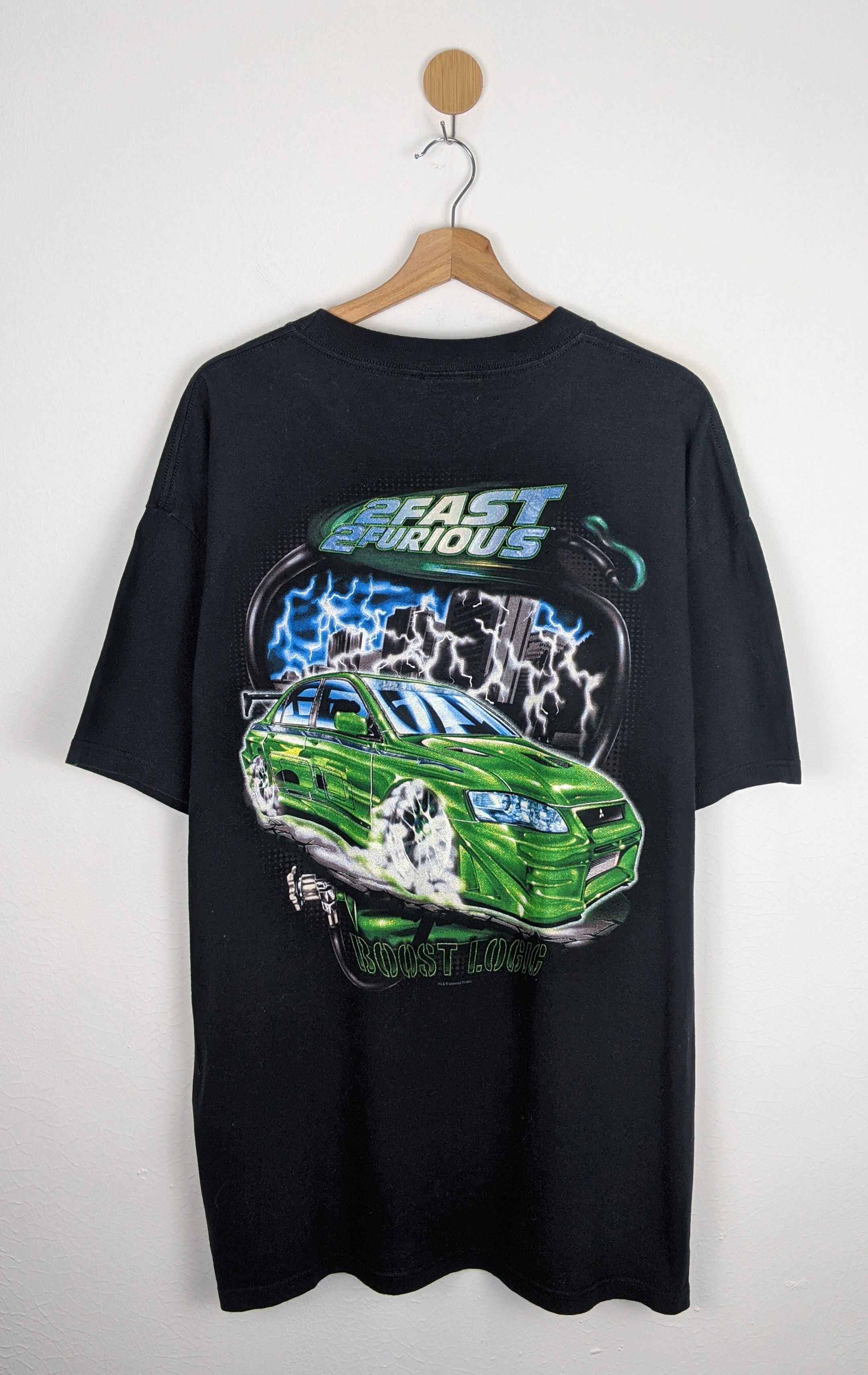 image of 2 Fast 2 Furious Movie Paul Walker Evo Car Shirt in Black, Men's (Size XL)