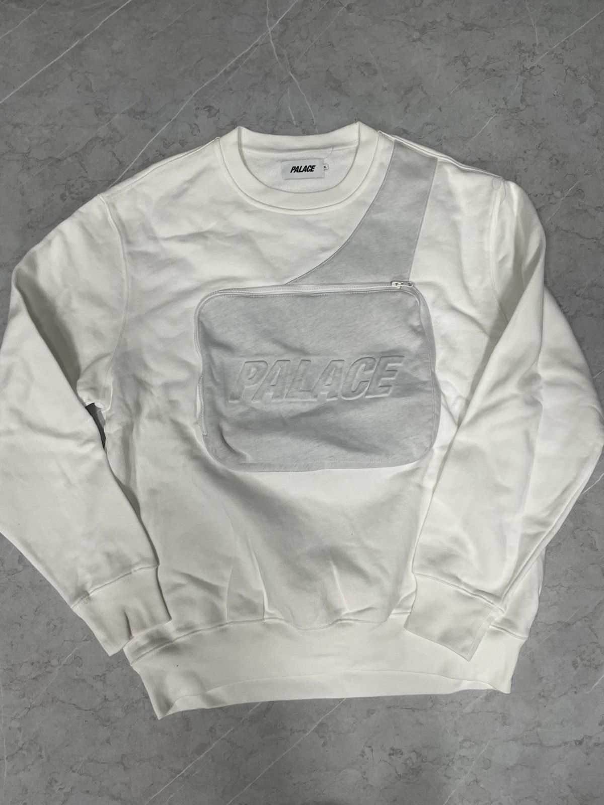 image of Palace Bag Crewneck XL in White, Men's