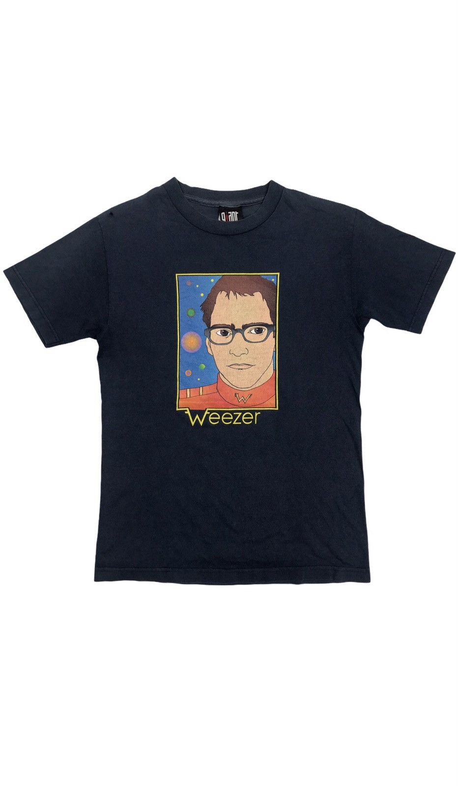 Image of Band Tees x Giant Vintage Weezer Captain Cuomo Promo T-Shirt in Faded Navy, Men's (Size Small)