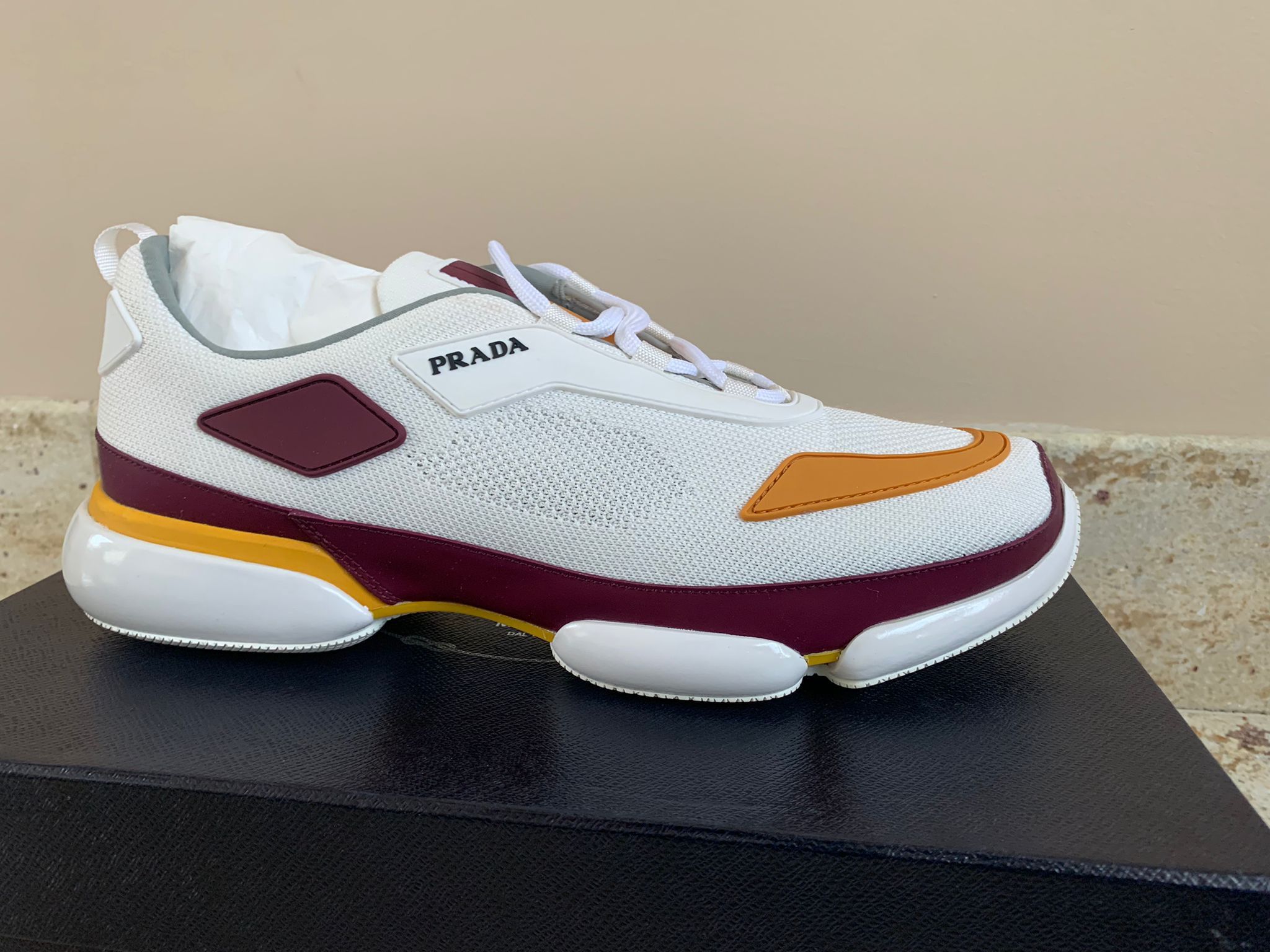 Prada Cloudbust Sport Knit Trainer in White & Red Size US 11 / EU 44 - 5 Thumbnail